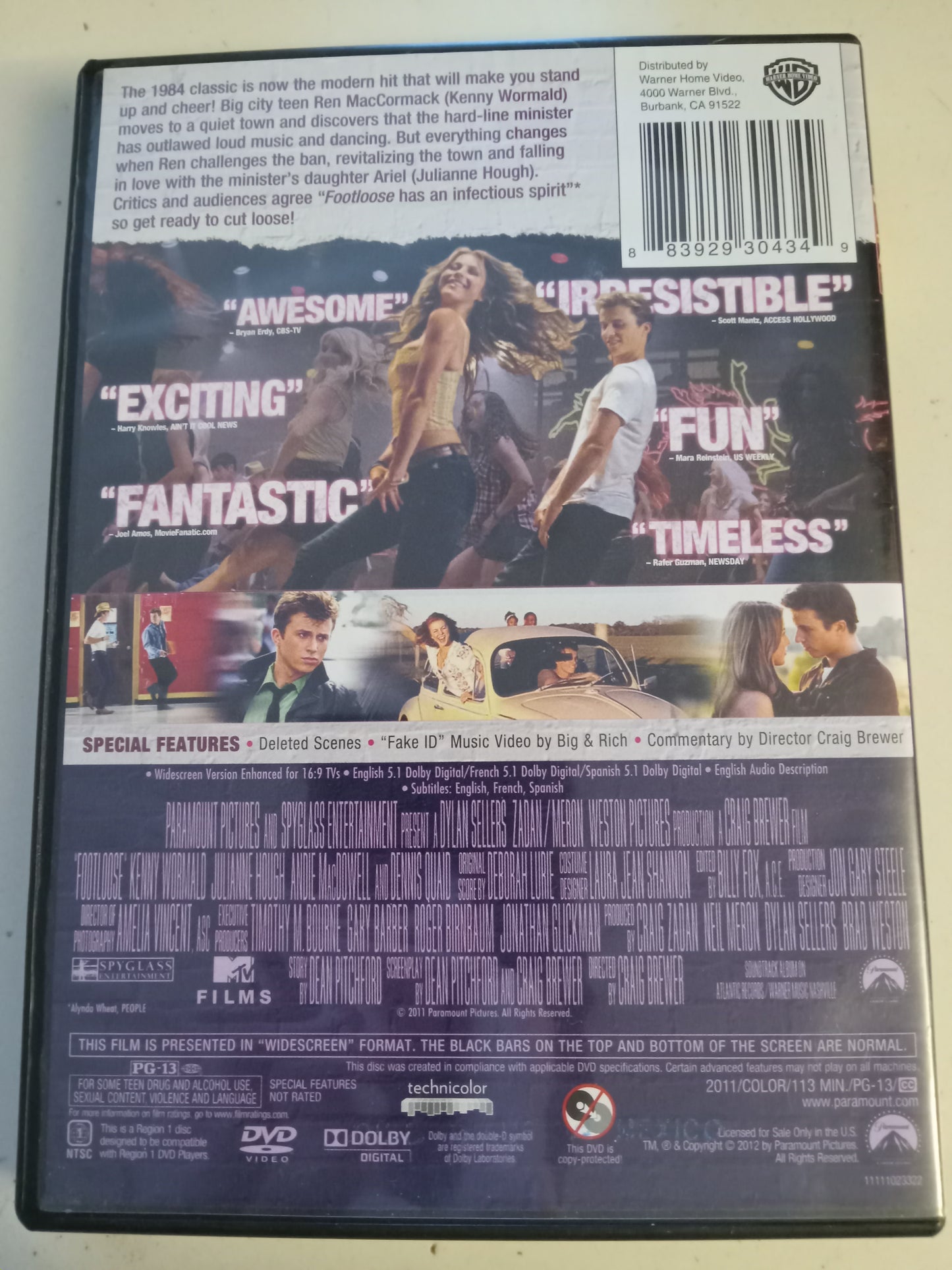 Footloose, (2011) DVD Movie, Kenny Wormald Widescreen, Rated PG-13, USED