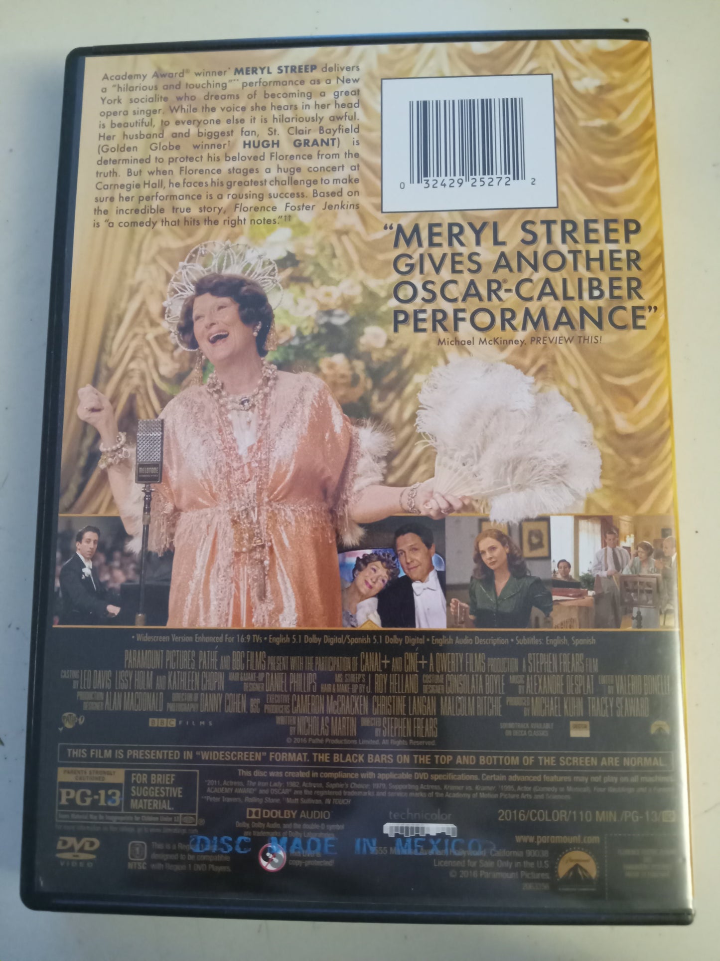 Florence Foster Jenkins, DVD Movie, Meryl Streep Widescreen, Rated PG-13, USED