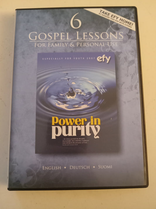 6 Gospel Lessons For Family And Personal Use Power In Purity, EFY 2007, DVD Movie, Widescreen, LDS Church Mormons, Not-Rated, USED