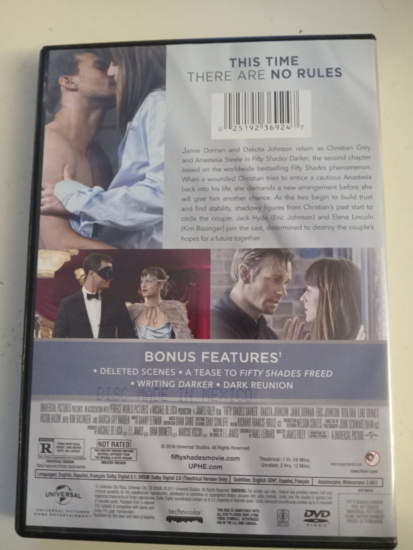 Fifty Shades Darker, DVD Movie, Dakota Johnson Widescreen, Not Rated/R, USED