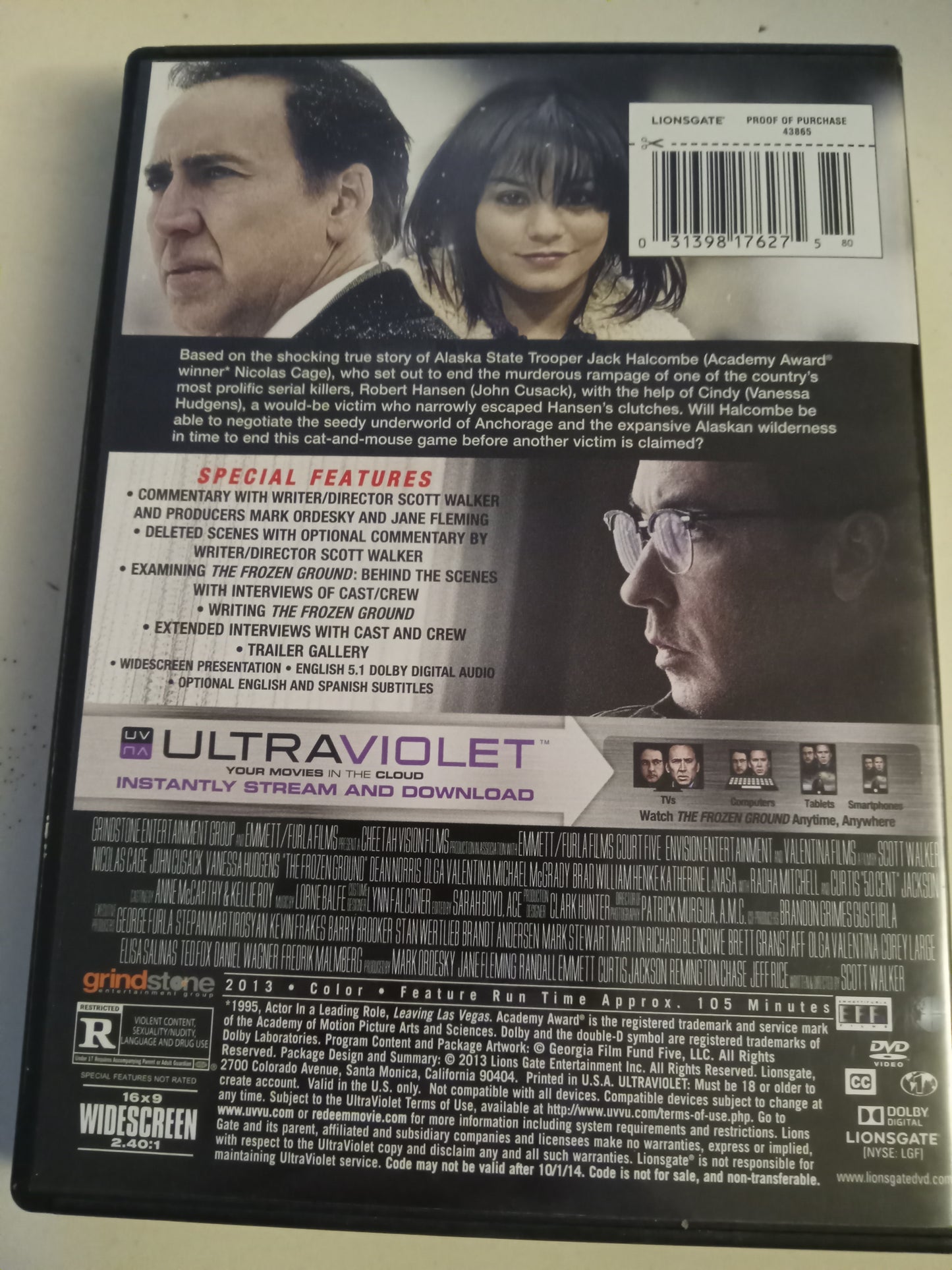 Frozen Ground, DVD Movie, Nicolas Cage Widescreen, Rated R, USED