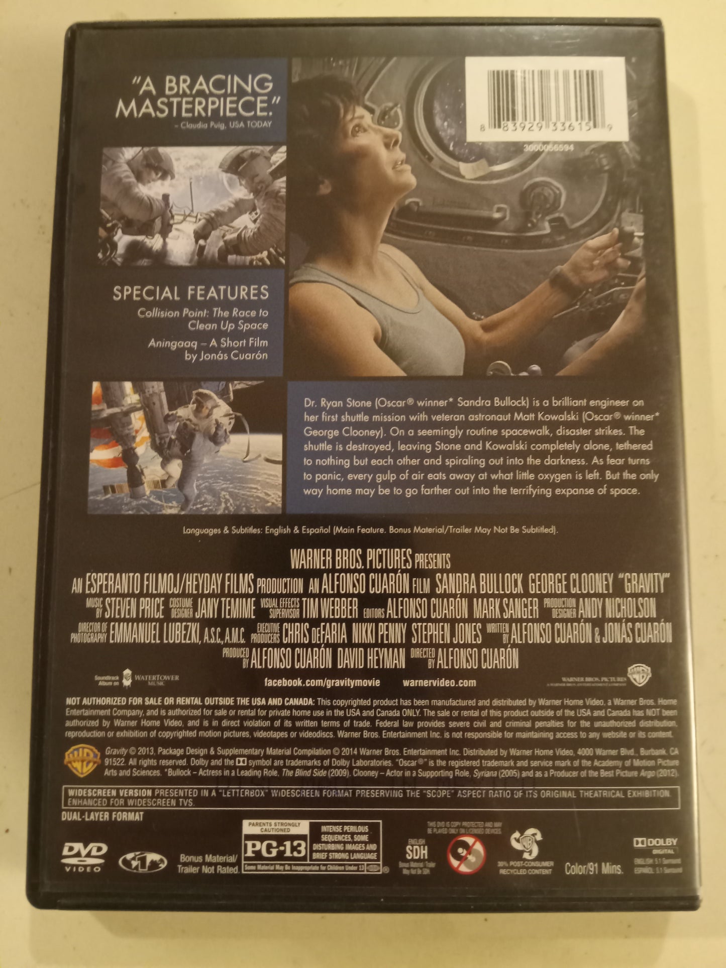 Gravity, DVD Movie, Sandra Bullock Widescreen, Rated PG-13, USED