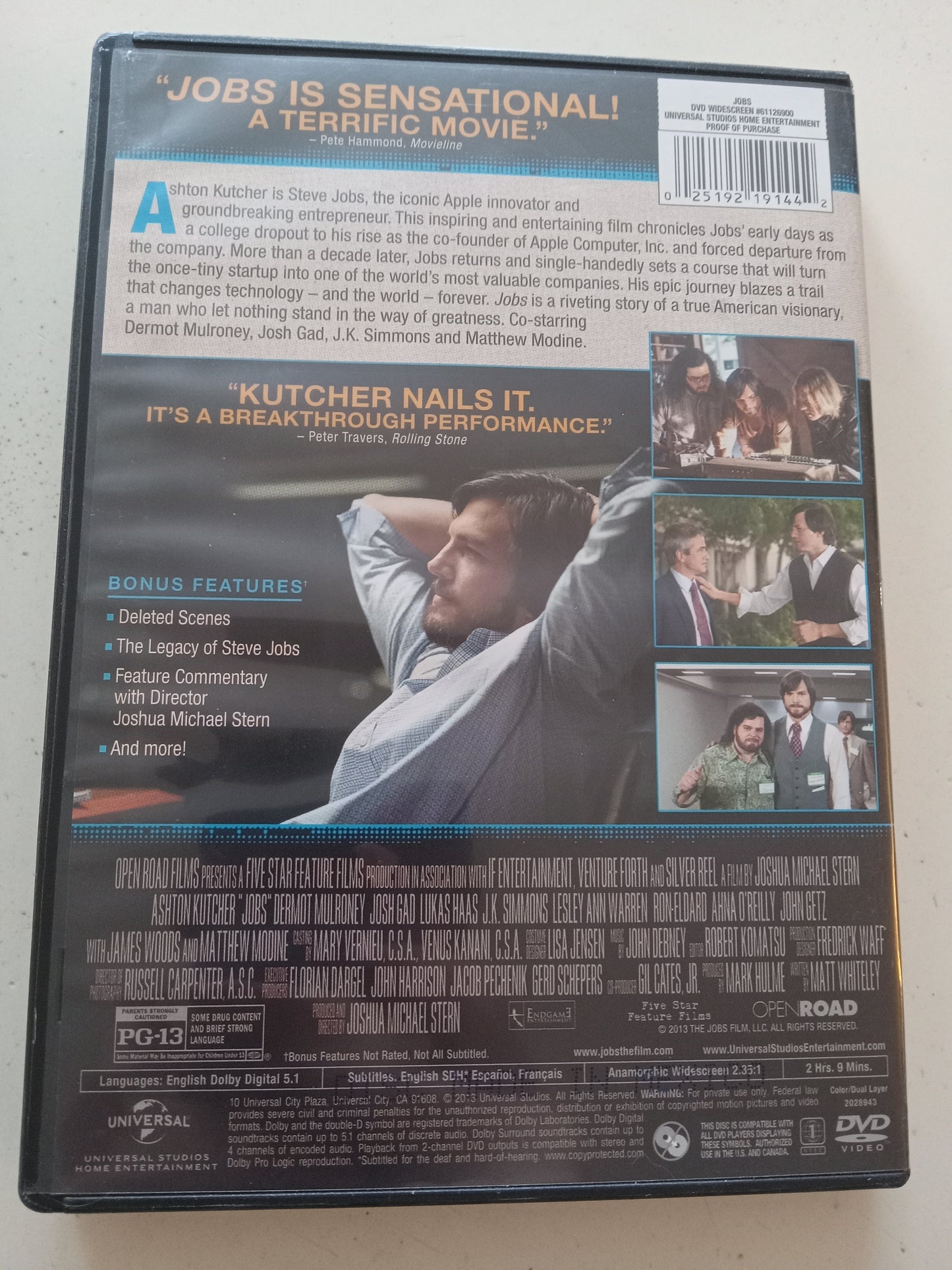 Jobs, DVD Movie, Ashton Kutcher Widescreen, Rated PG-13, USED