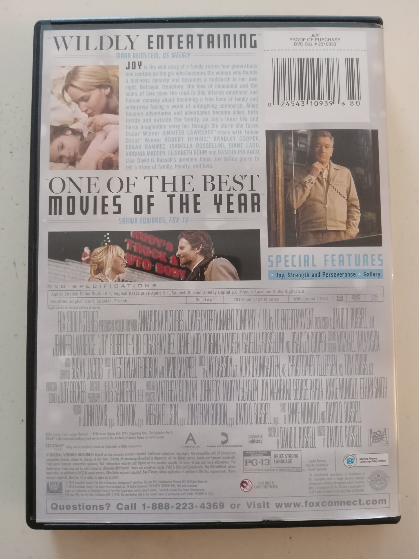 Joy, DVD Movie, Jennifer Lawrence Widescreen, Rated PG-13, USED