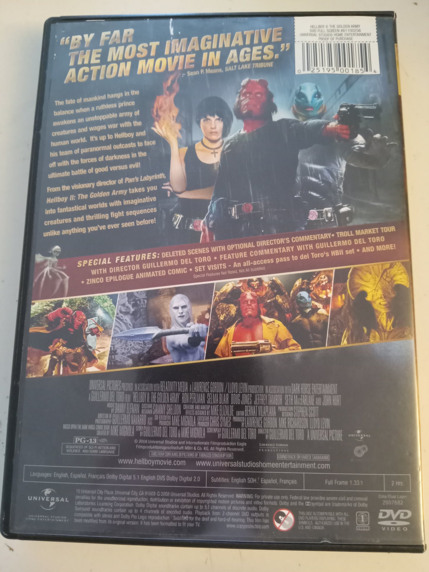 Hellboy 2, The Golden Army, DVD Movie, Ron Perlman Fullscreen, Rated PG-13, USED