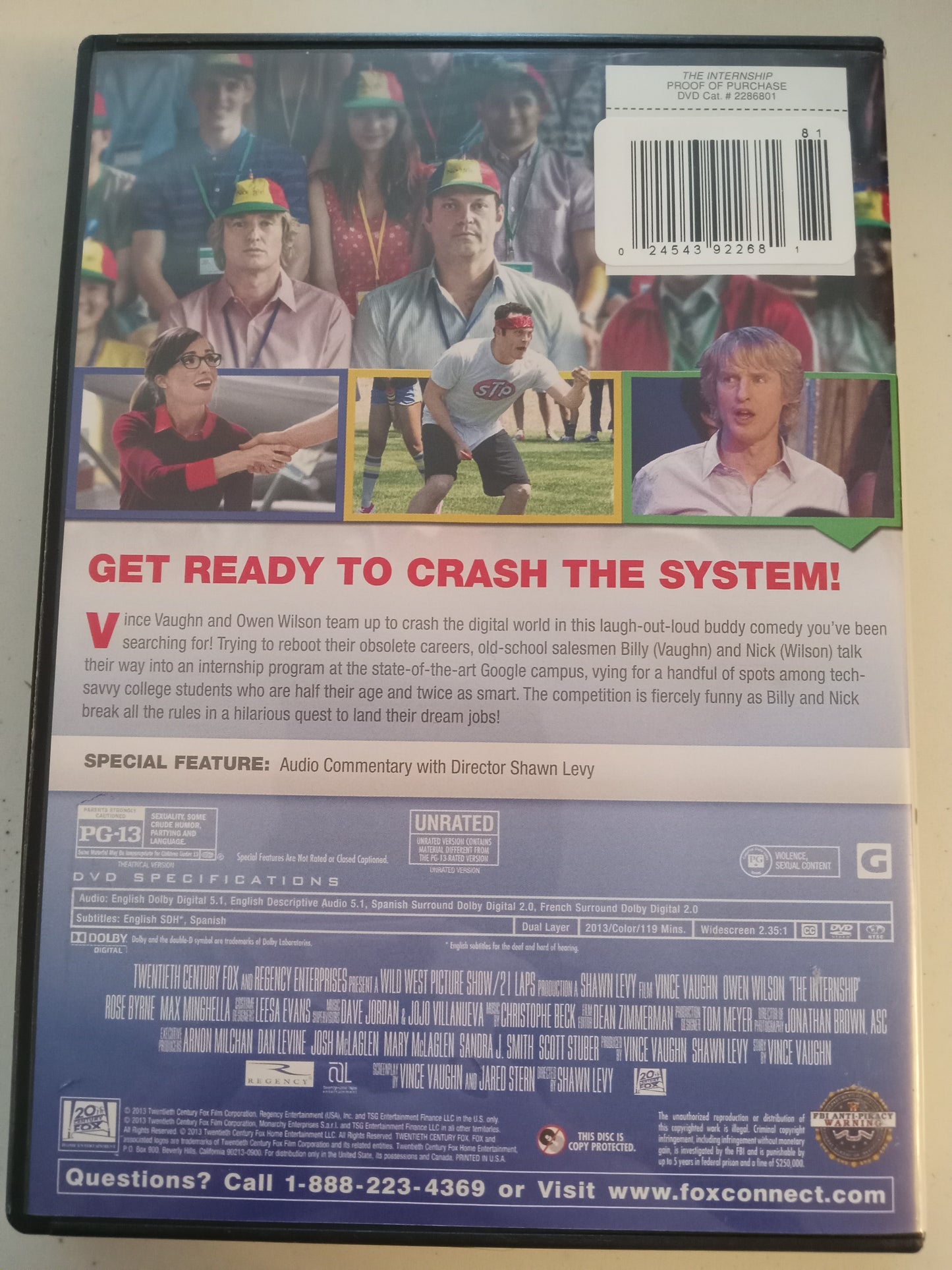 The Internship, DVD Movie, Vince Vaughn Widescreen, Not Rated/PG-13, USED