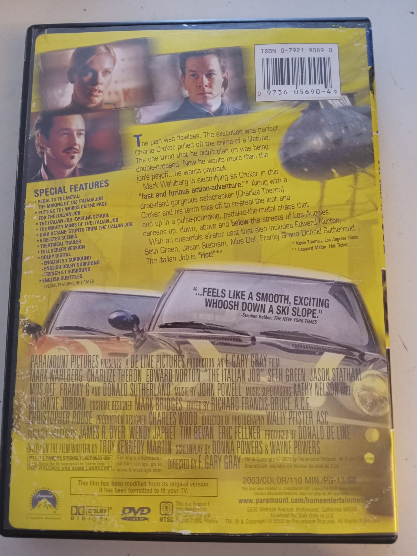 The Italian Job, DVD Movie, Mark Wahlberg Fullscreen, Rated PG-13, USED