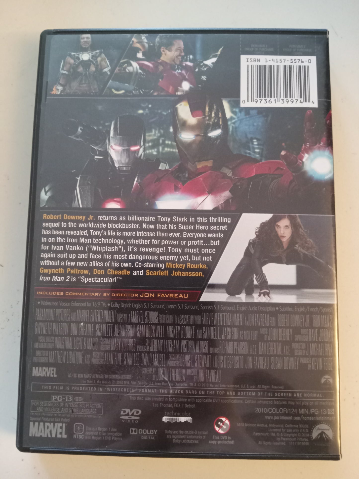 Iron Man 2, DVD Movie, Robert Downey Jr. Widescreen, Rated PG-13, USED