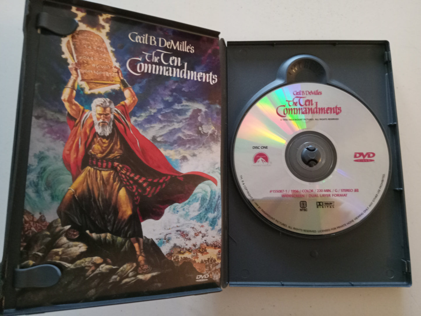 The Ten Commandments, Cecil B. DeMille's, DVD Movie, Charlton Heston Widescreen, Rated G, USED