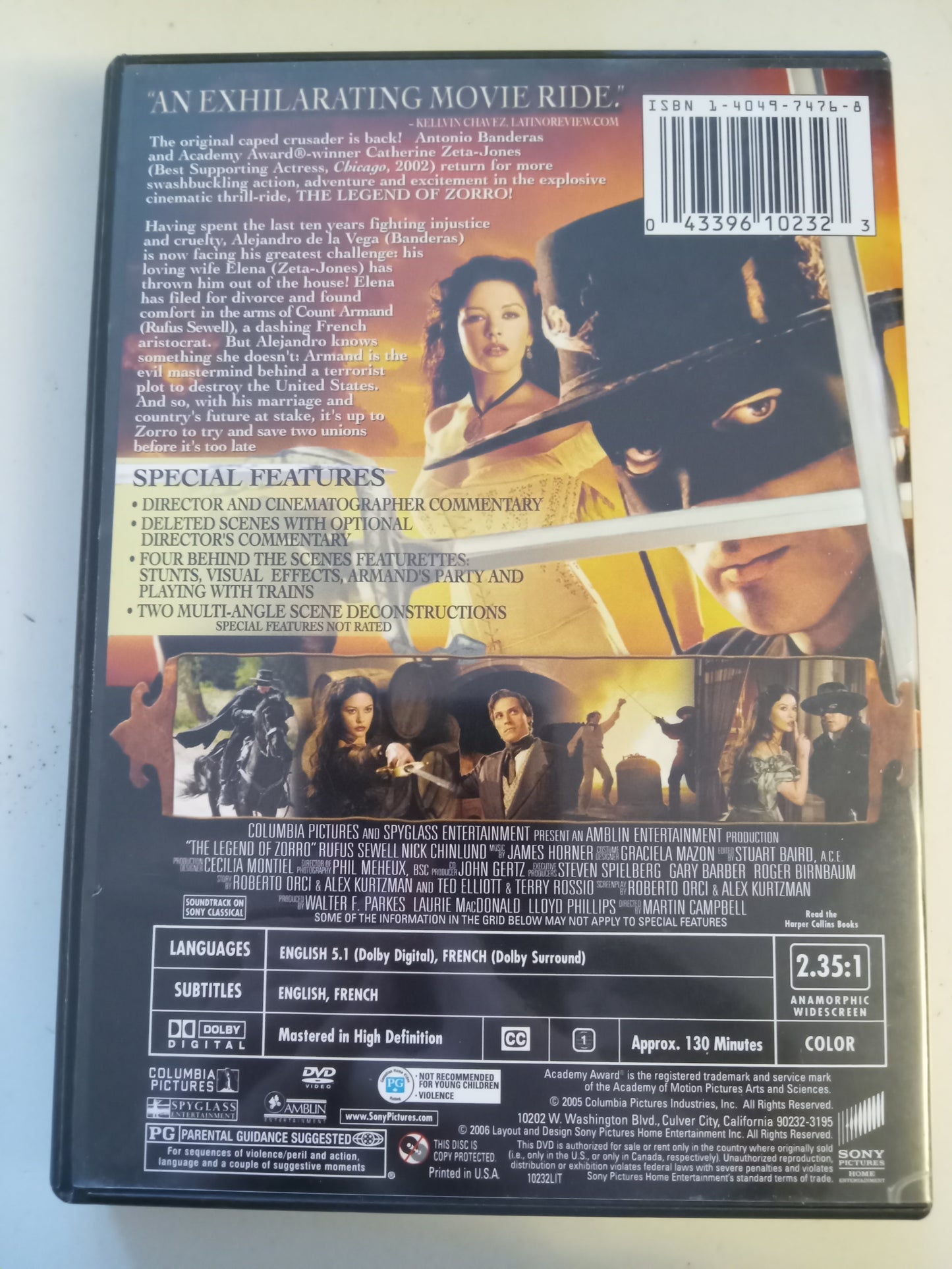The Legend Of Zorro, Special Edition, DVD Movie, Antonio Banderas Widescreen, Rated PG, USED