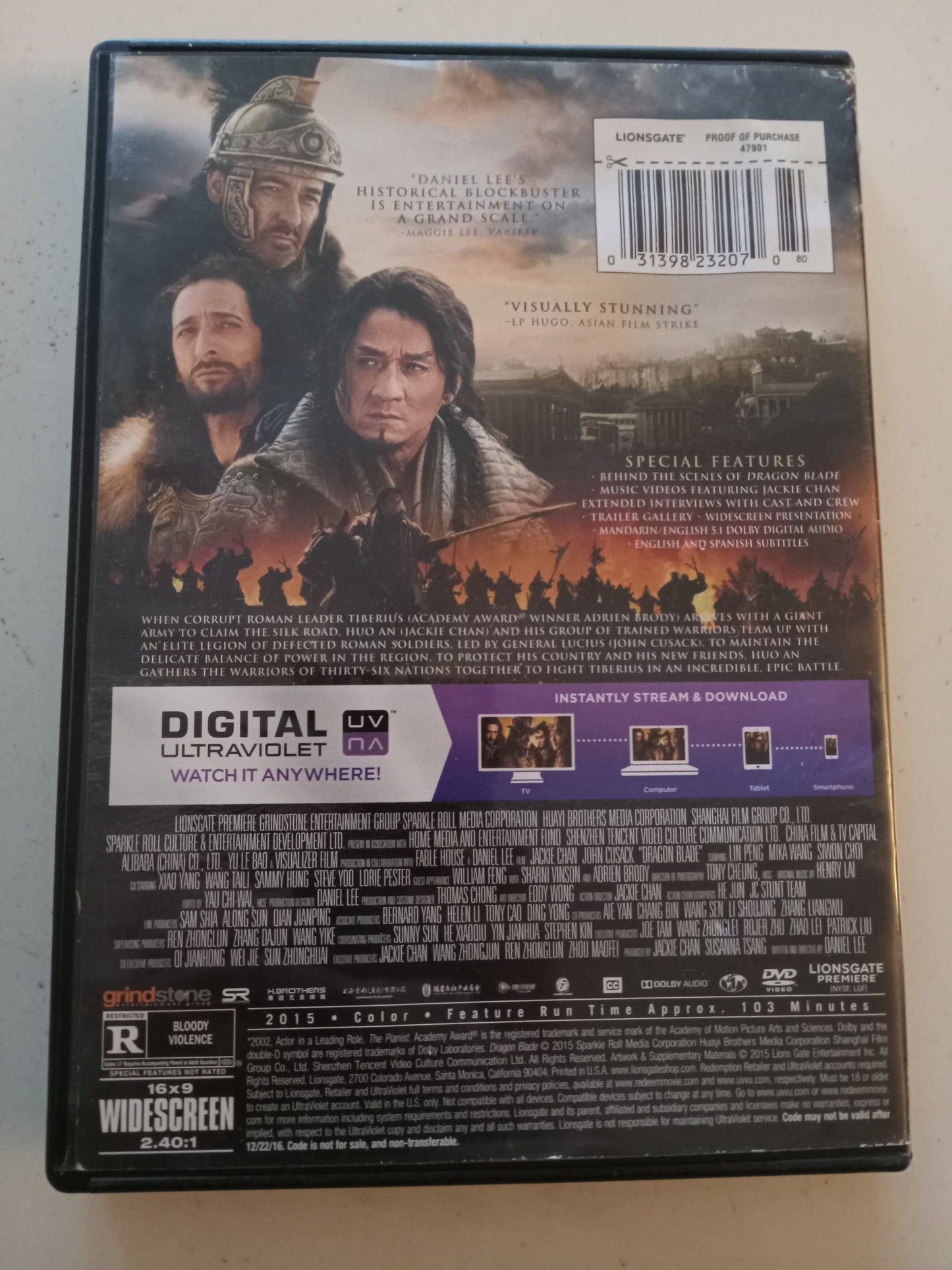 Dragon Blade, DVD Movie, Jackie Chan Widescreen, Rated R, USED