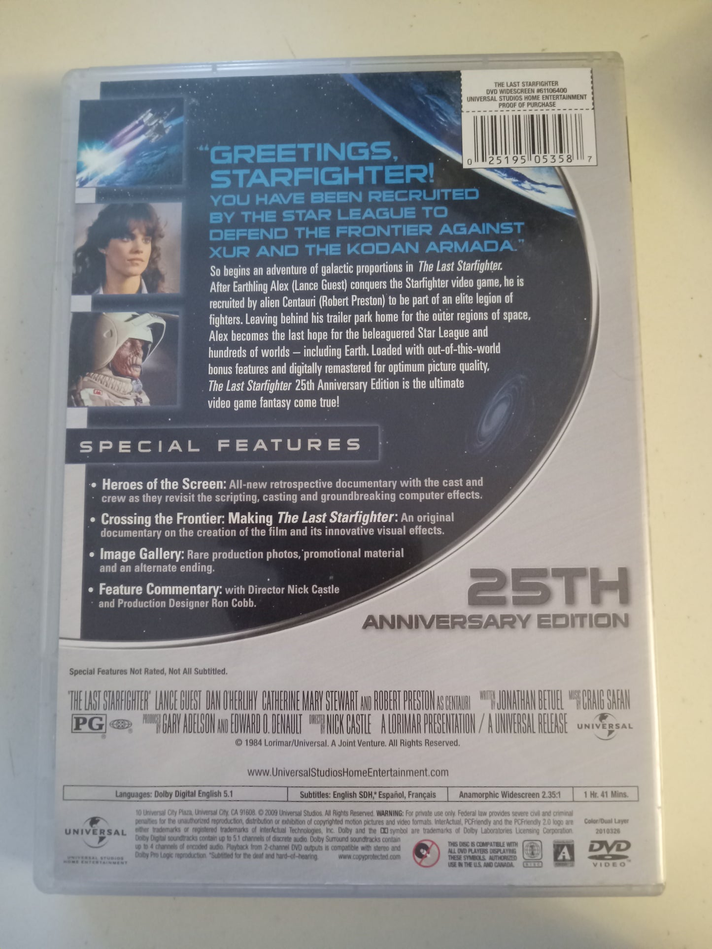The Last Starfighter, DVD Movie, Lance Guest Widescreen, 25th Anniversary Ed. Rated PG, USED
