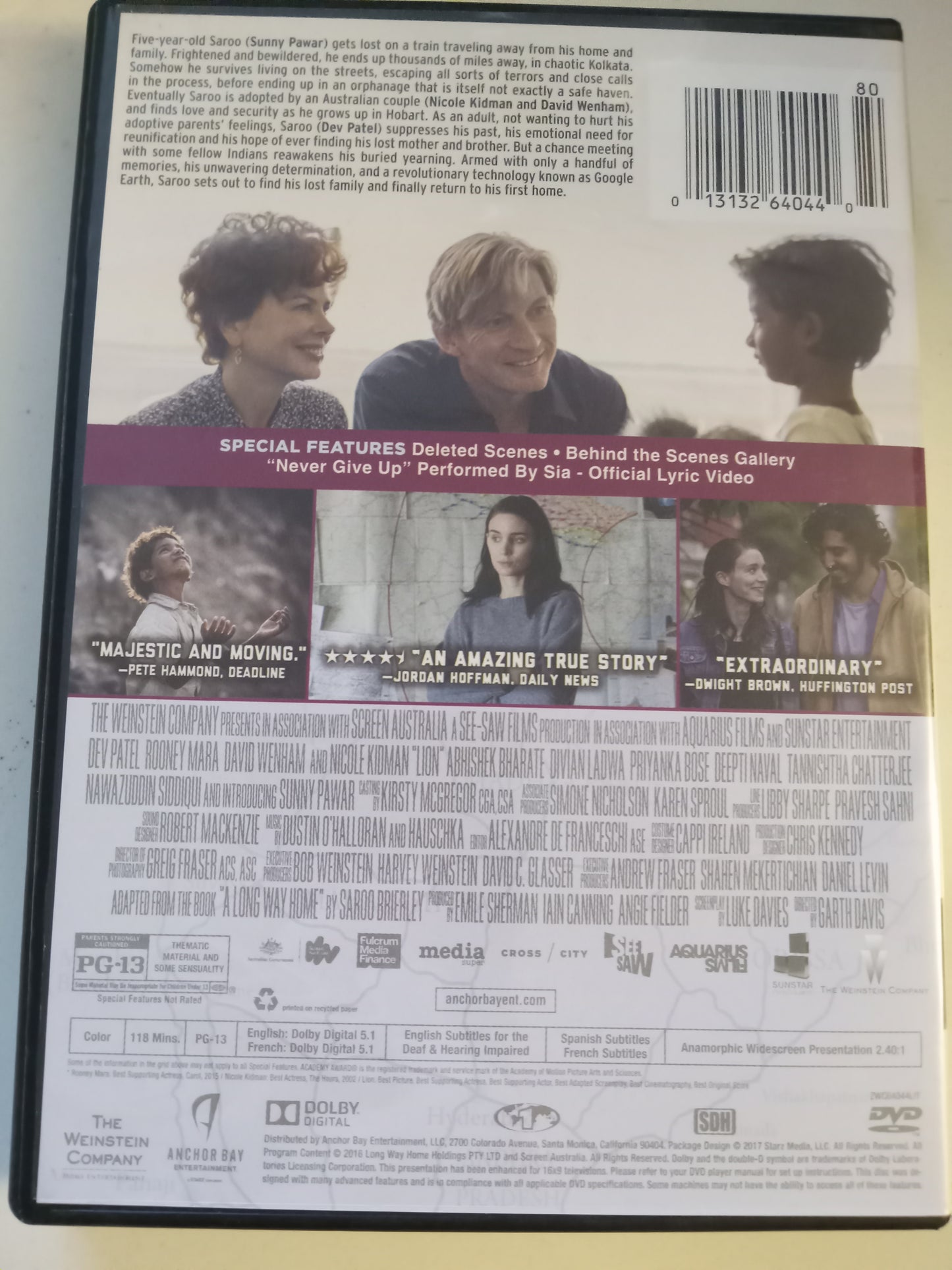 Lion, DVD Movie, Nicole Kidman Widescreen, Rated PG-13, USED