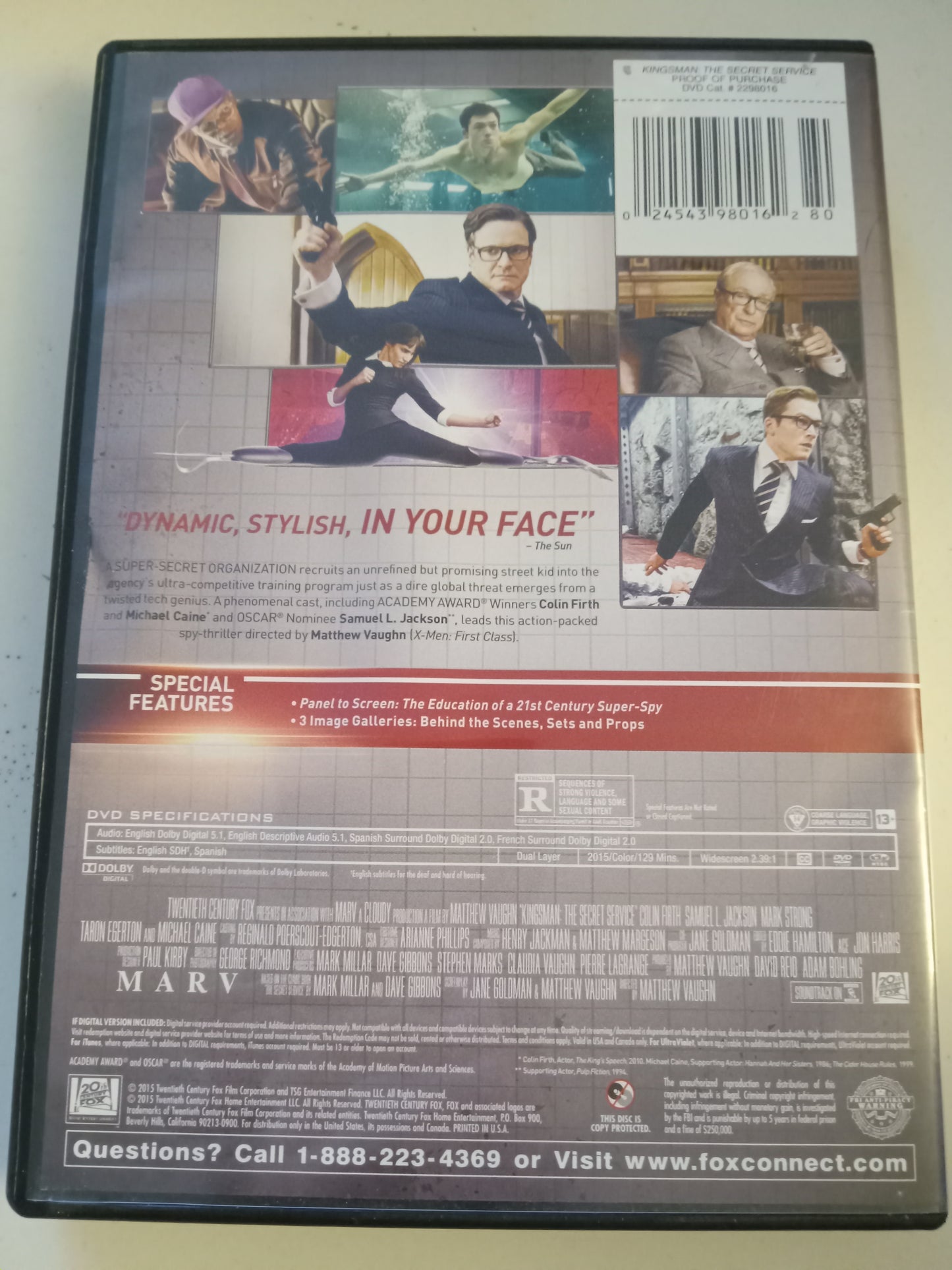 Kingsman The Secret Service, DVD Movie, Colin Firth Widescreen, Rated R, USED