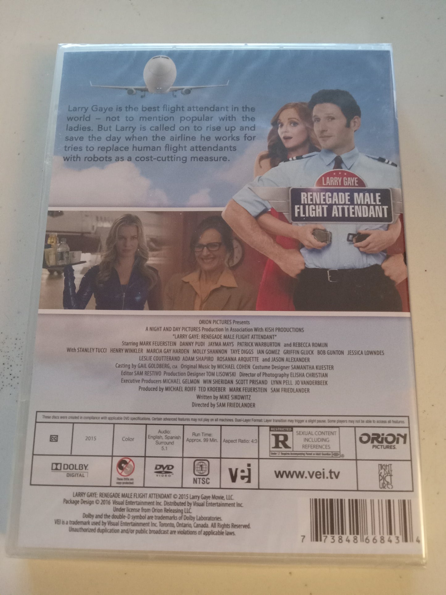 Larry Gaye, Renegade Male Flight Attendant, DVD Movie, Jayma Mays Widescreen, Rated R, NEW