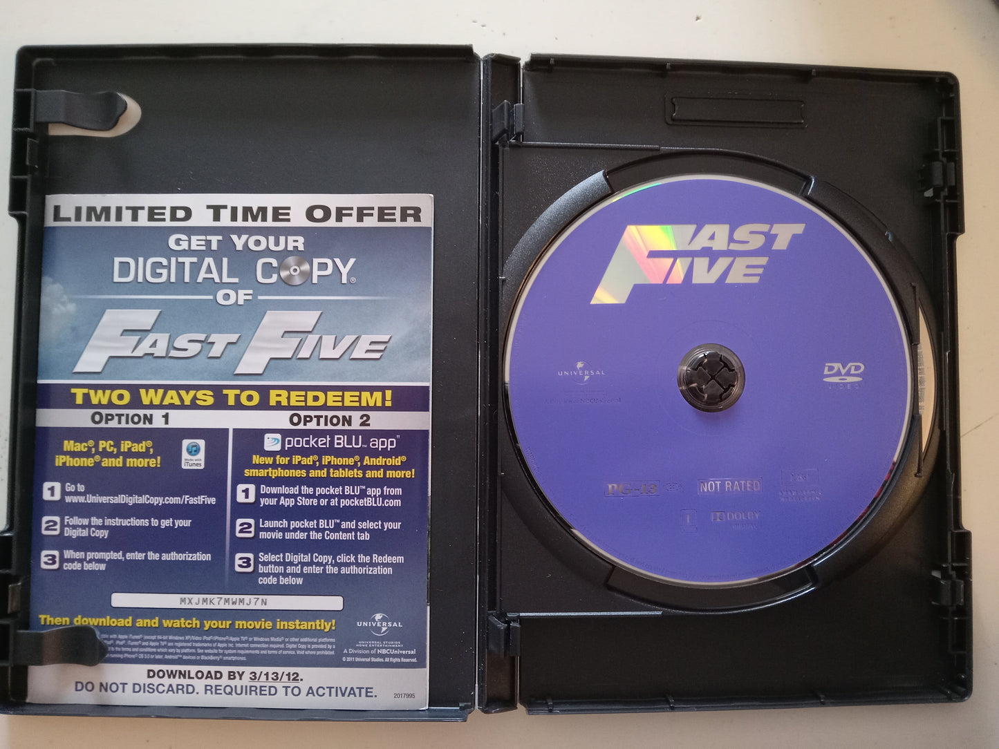 Fast Five, Extended Edition, DVD Movie +Blu-Ray, Vin Diesel Widescreen, Rated PG-13, NEW/USED