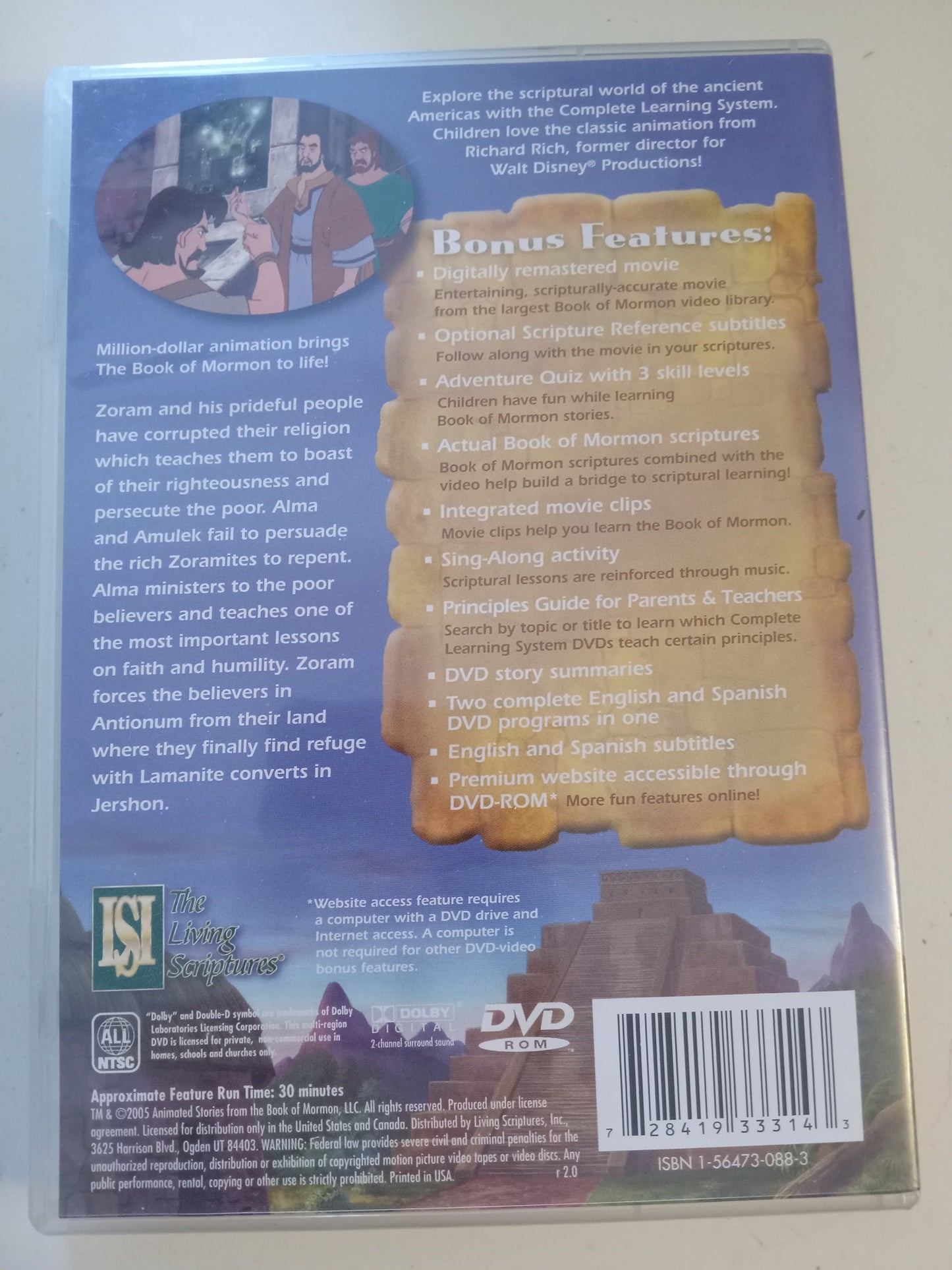 Alma And The Zoramites, The Animated Stories From The Book Of Mormon, DVD Movie, Fullscreen, Living Scriptures, Not Rated, USED