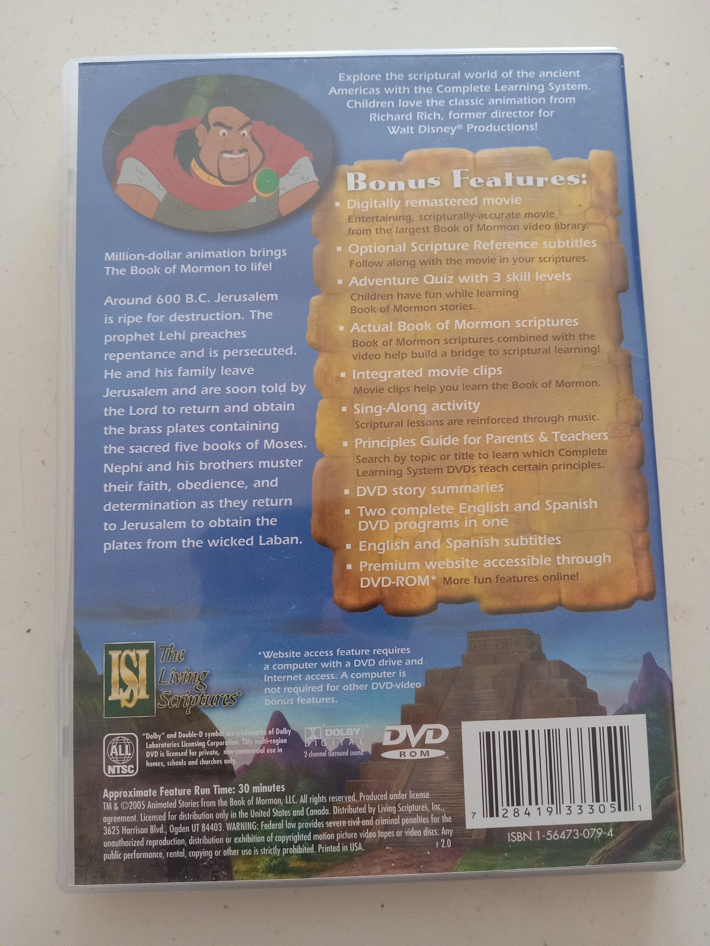 Nephi And The Brass Plates, Animated Stories From Book of Mormon, DVD Movie, Widescreen, Living Scriptures, Rated G, USED