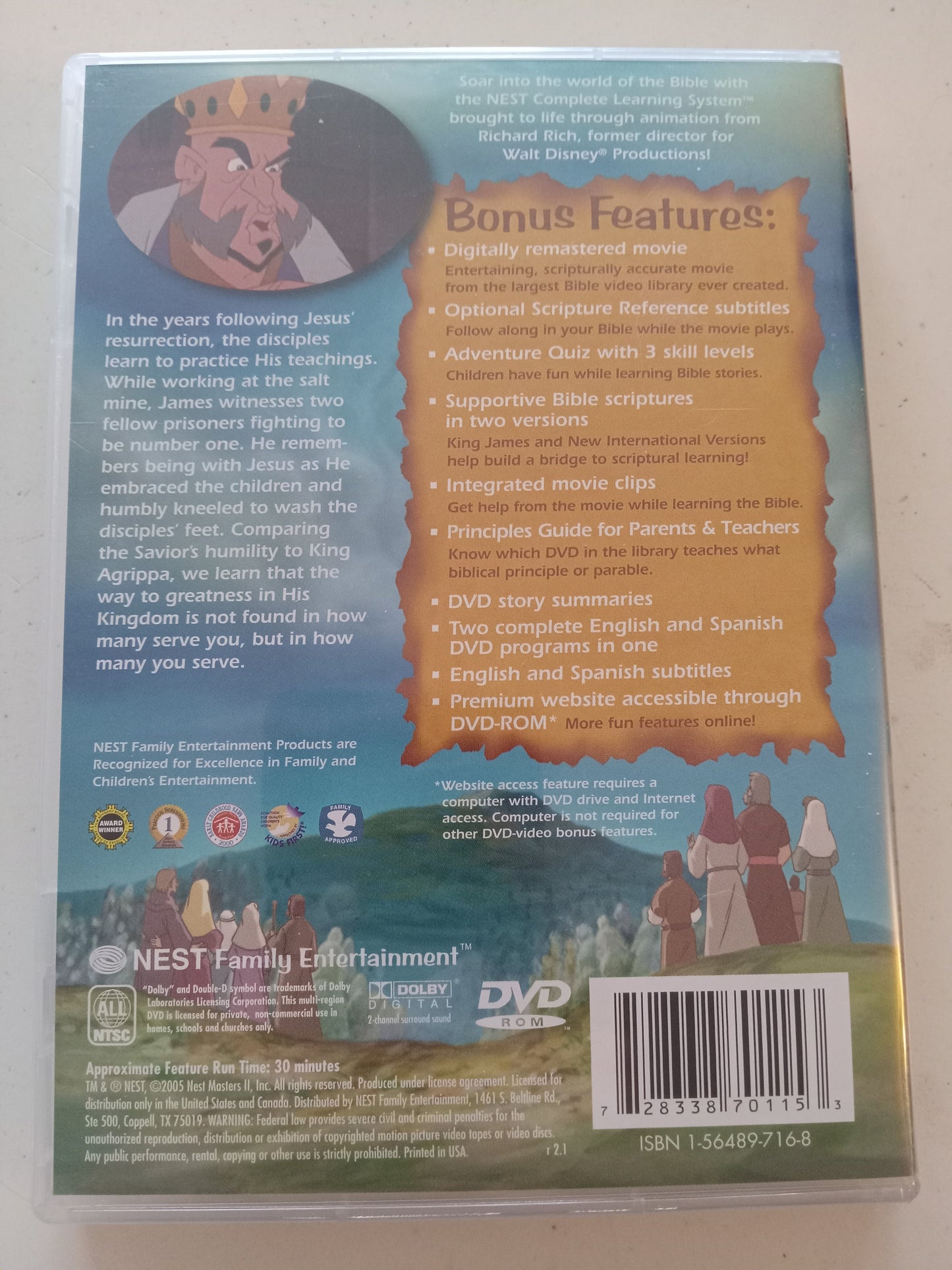 The Greatest Is The Least, The Animated Stories From The New Testament, DVD Movie, Widescreen, Living Scriptures, Rated G, USED