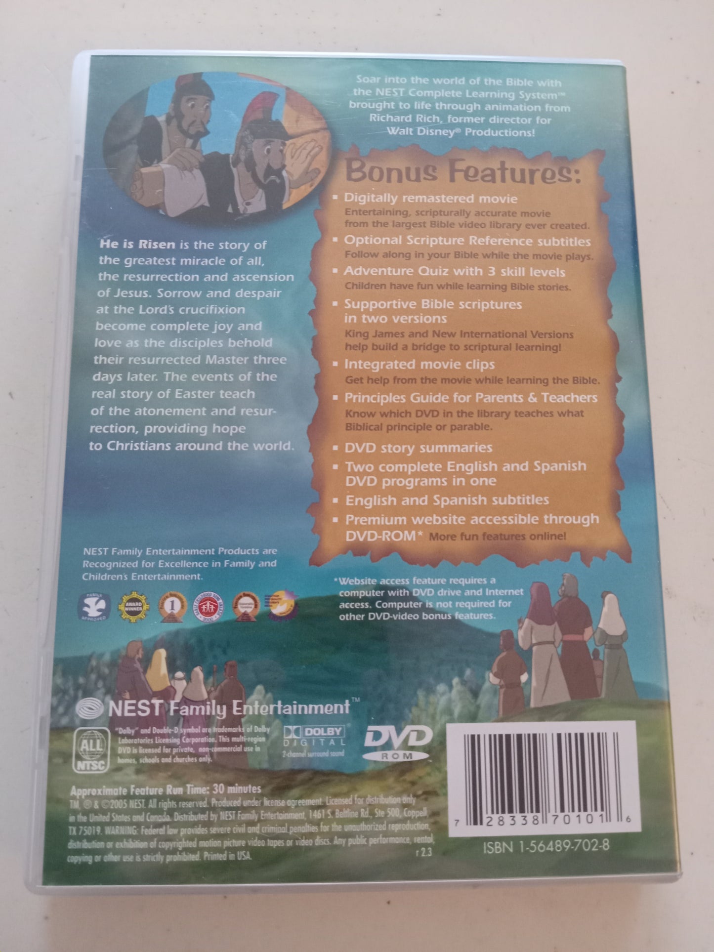 He Is Risen, The Animated Stories From The New Testament, DVD Movie, Widescreen, Living Scriptures, Rated G, USED
