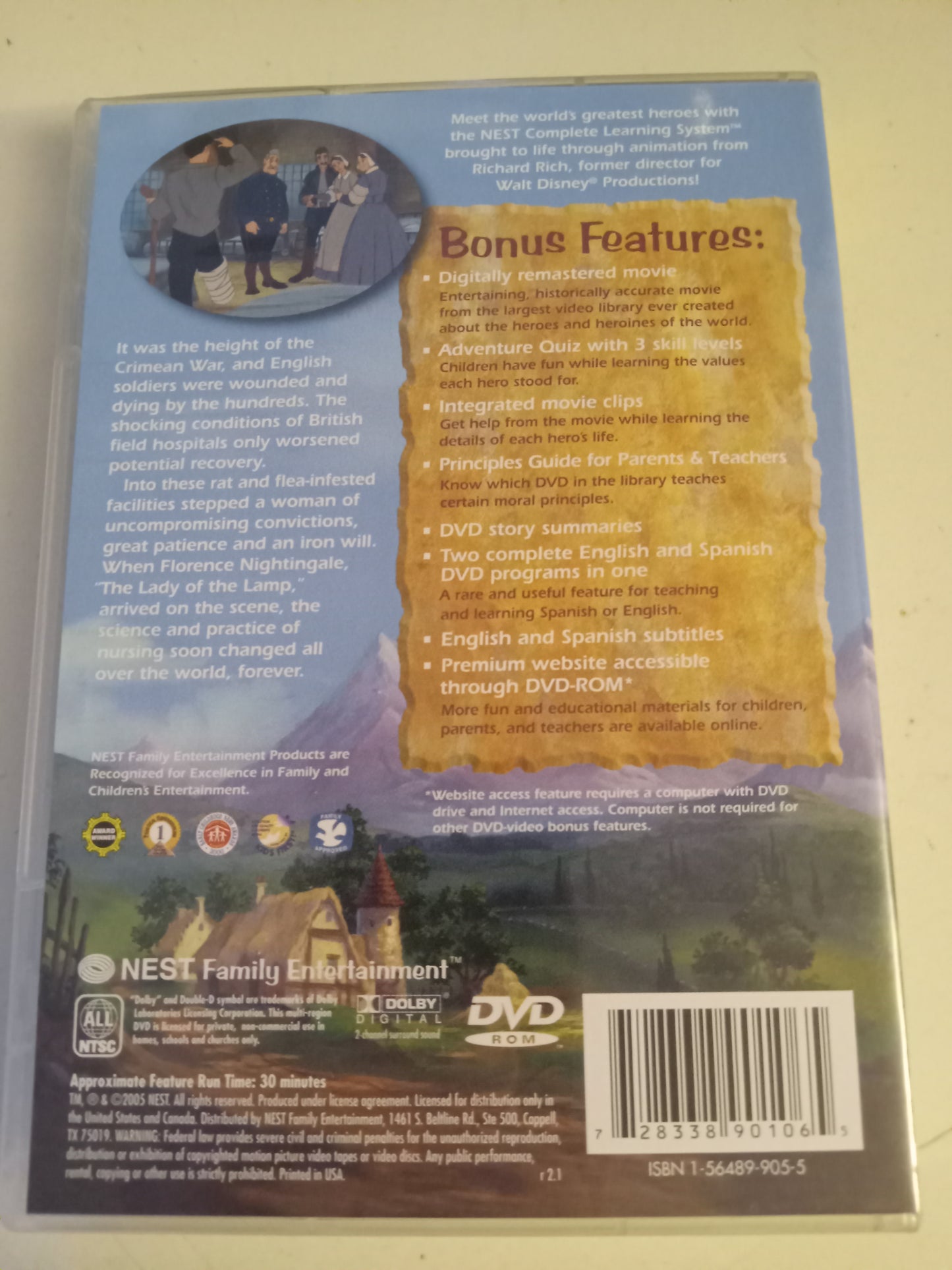 Florence Nightingale, The Animated Hero Classics, DVD Movie, Fullscreen, Not Rated, USED