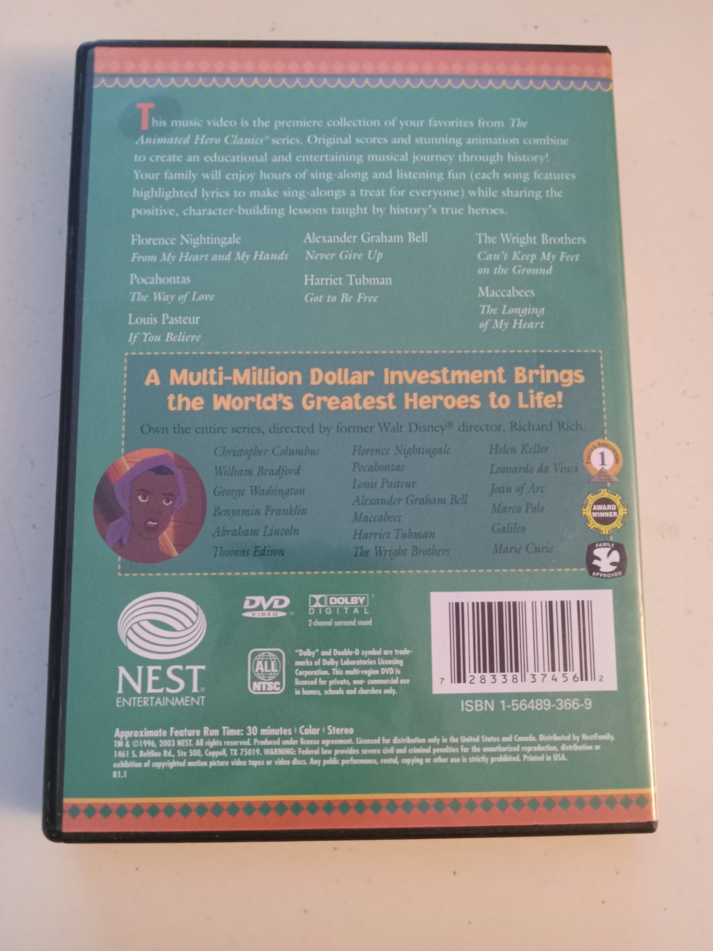 Music Video Volume 1/2, Animated Hero Classics, DVD Movie, Fullscreen, Not-Rated, USED