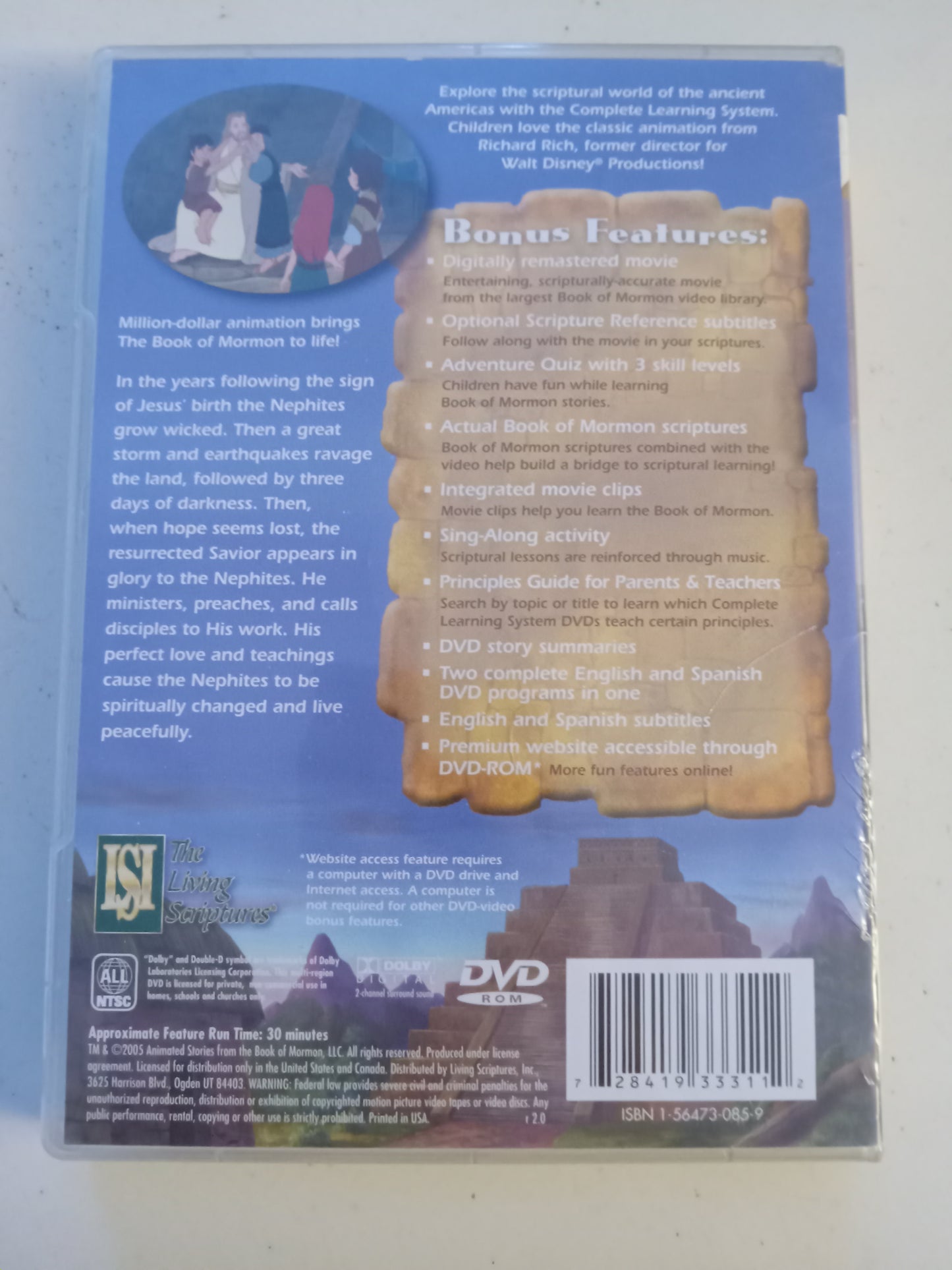 The Savior In America, The Animated Stories From The Book Of Mormon, DVD Movie, Widescreen, Living Scriptures, Not-Rated, USED