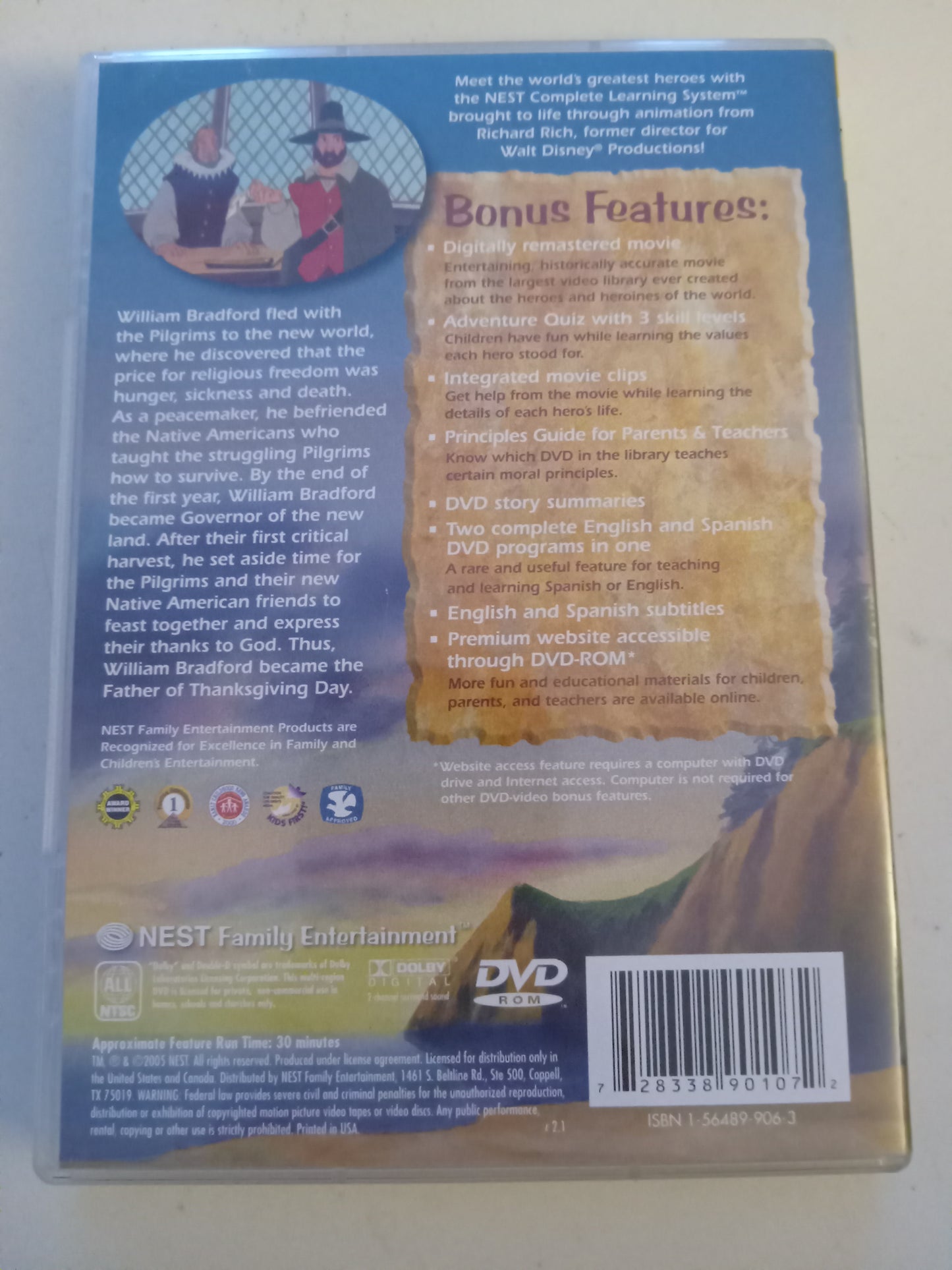 William Bradford, The Animated Hero Classics, DVD Movie, Widescreen, Not-Rated, USED