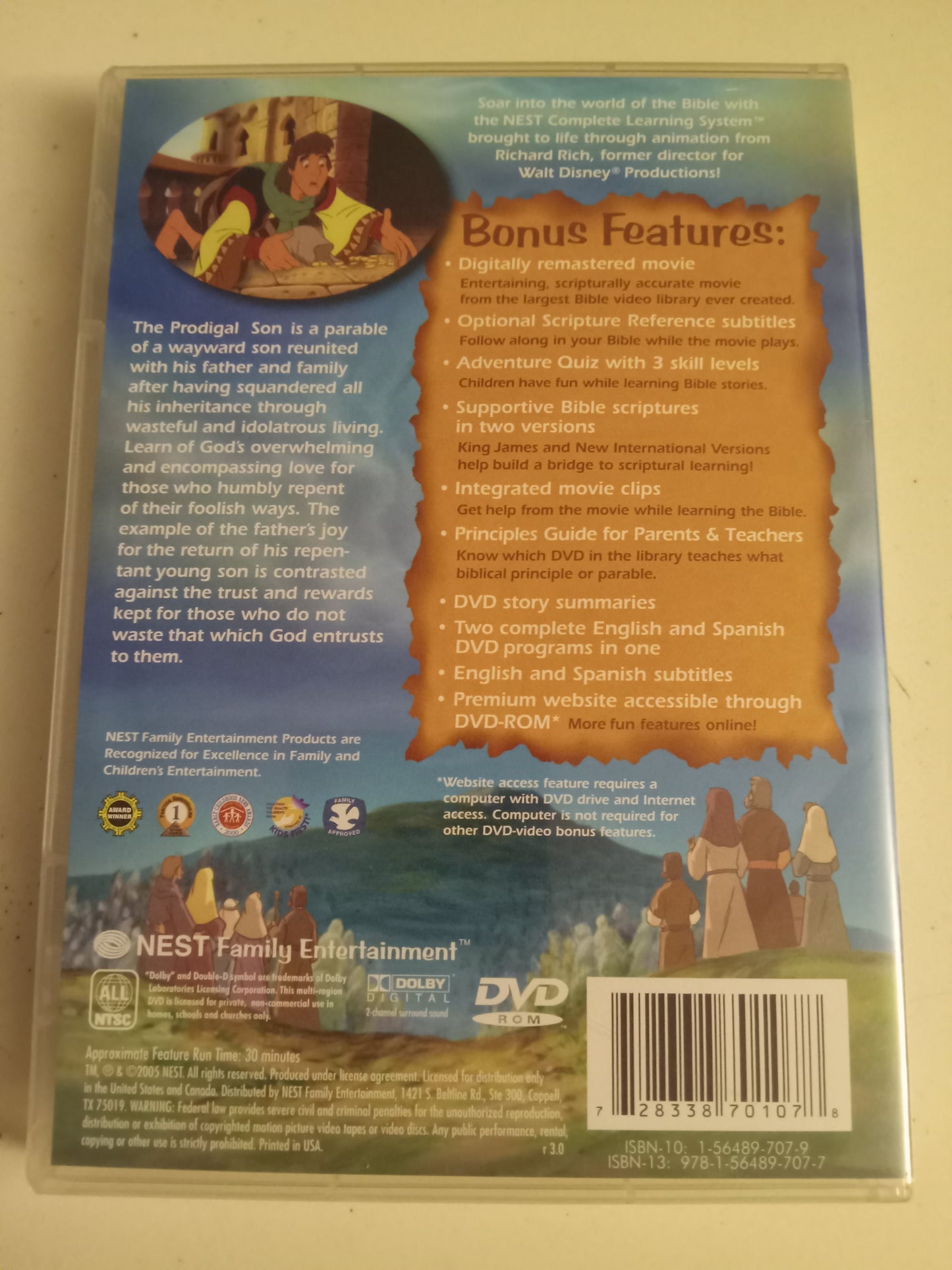 The Prodigal Son, The Animated Stories From The New Testament, DVD Movie, Fullscreen, Living Scriptures, Not Rated, USED