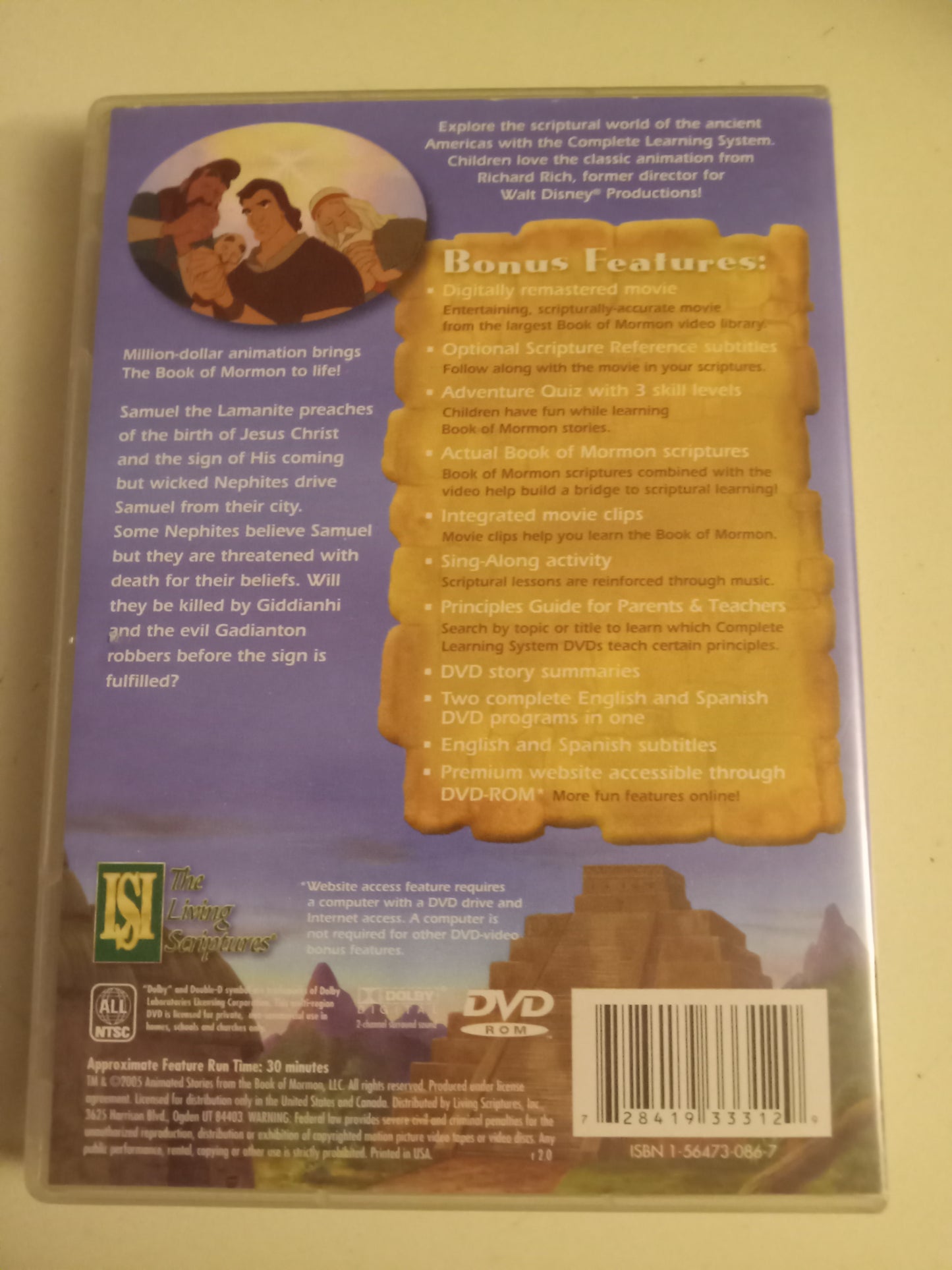 Samuel And The Lamanite, The Animated Stories From The Book Of Mormon, DVD Movie, Fullscreen, Living Scriptures, Not Rated, USED