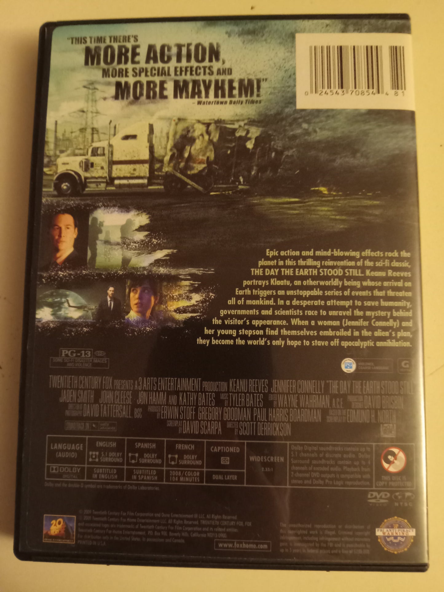 The Day The Earth Stood Still, DVD Movie, Keanu Reeves Widescreen, Rated PG-13, USED