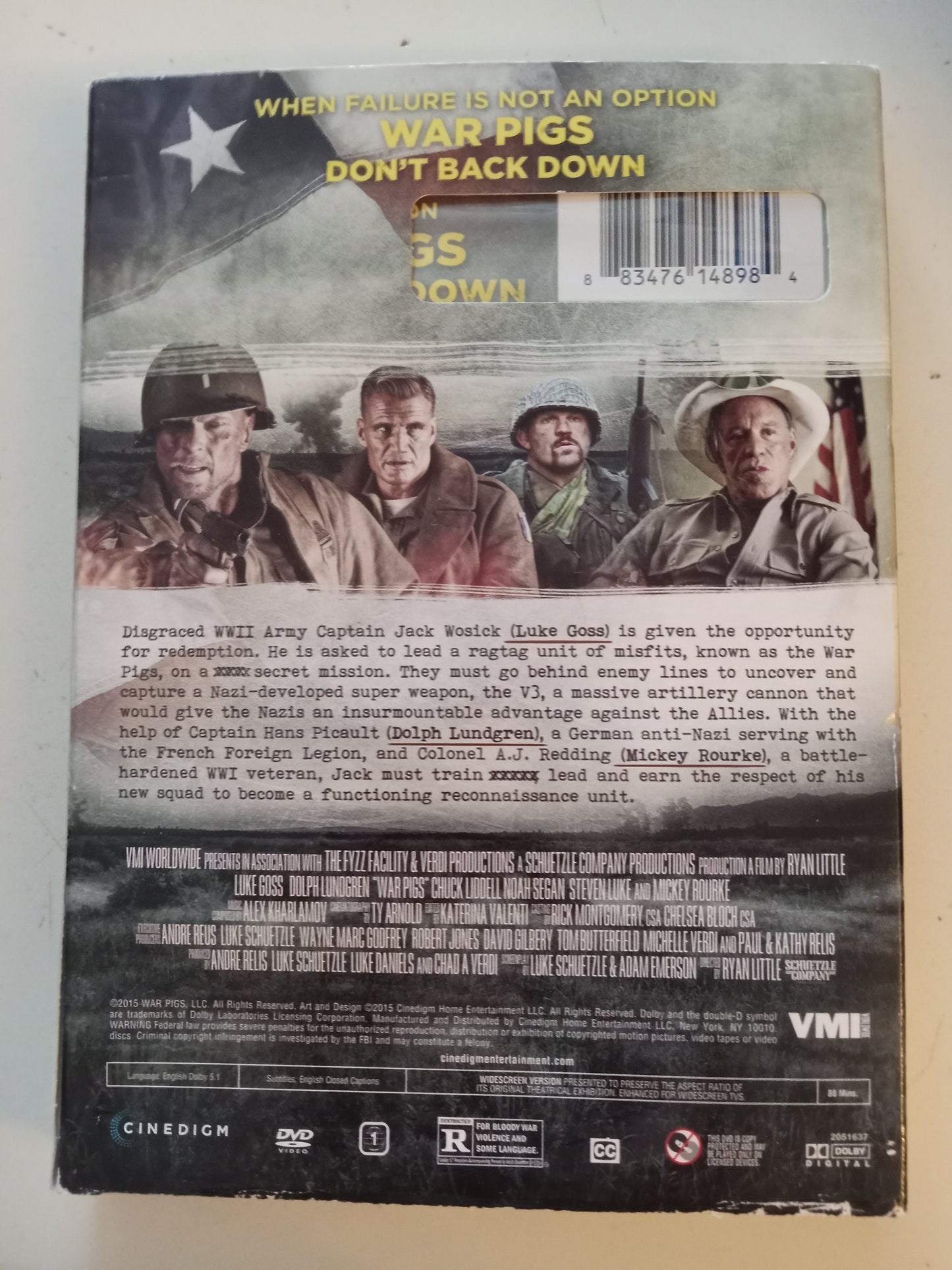 War Pigs, DVD Movie, Dolph Lundgren Widescreen, Rated R, NEW/USED
