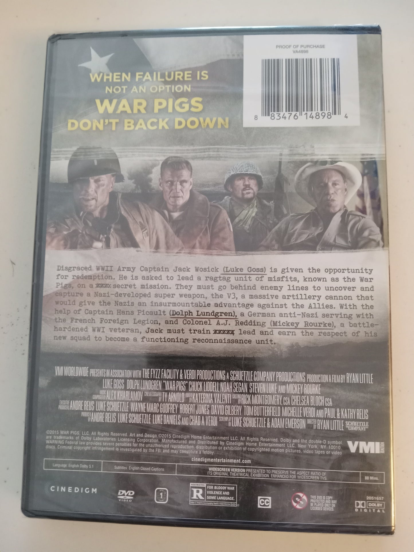 War Pigs, DVD Movie, Dolph Lundgren Widescreen, Rated R, NEW/USED