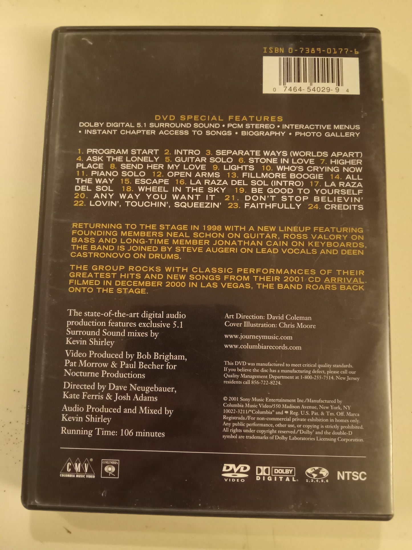 Journey 2001, (Rock Band) DVD Movie, Fullscreen, Not Rated, USED