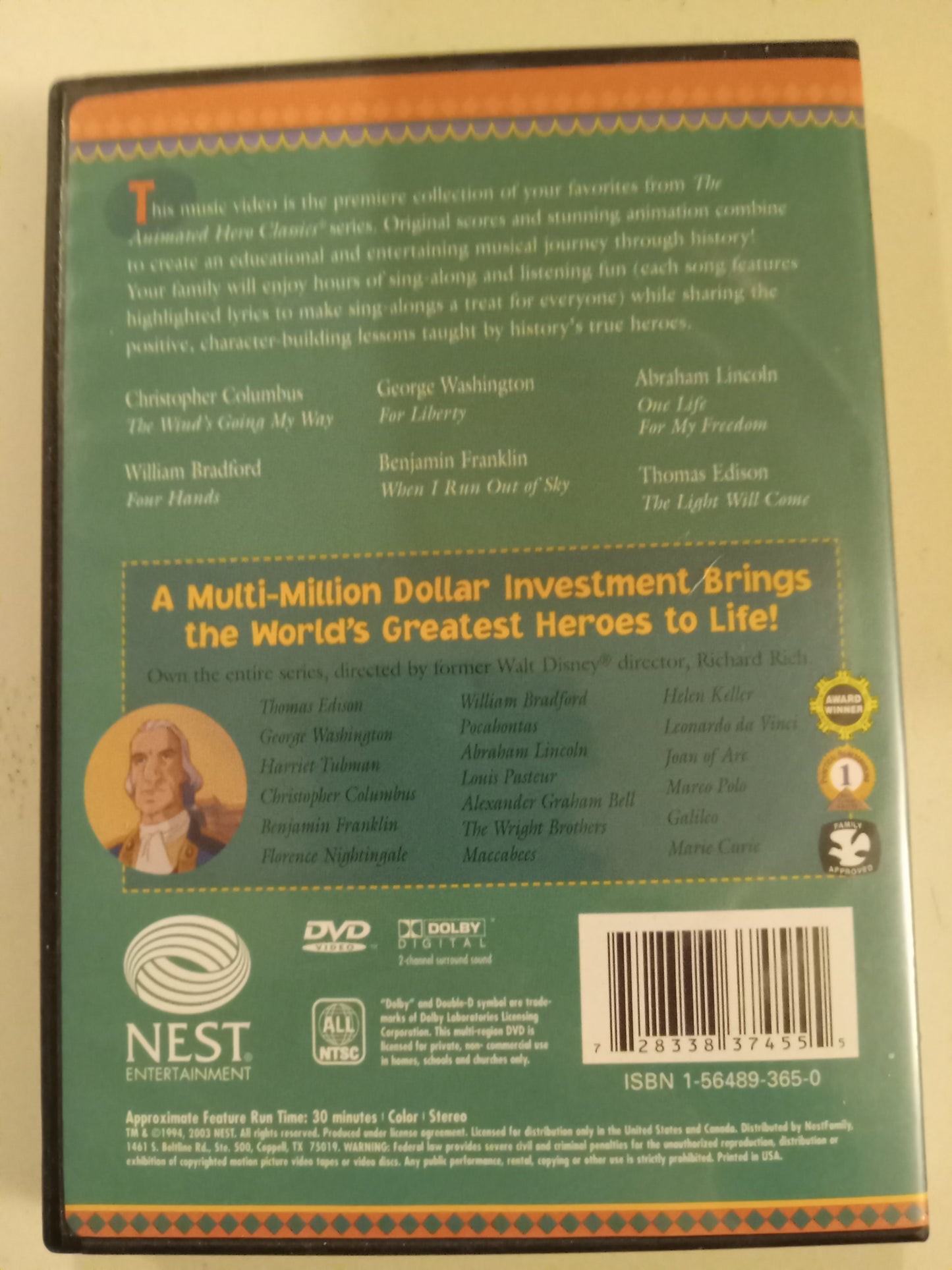 Music Video Volume 1/2, Animated Hero Classics, DVD Movie, Fullscreen, Not-Rated, USED