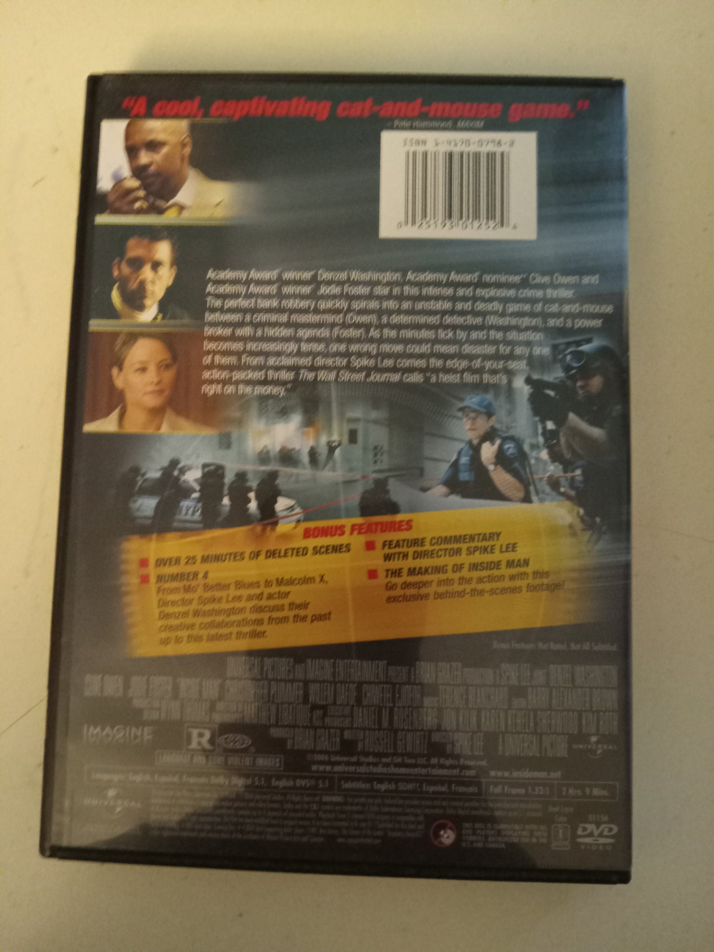 Inside Man, DVD Movie, Denzel Washington Fullscreen/Widescreen, Rated PG-13, USED