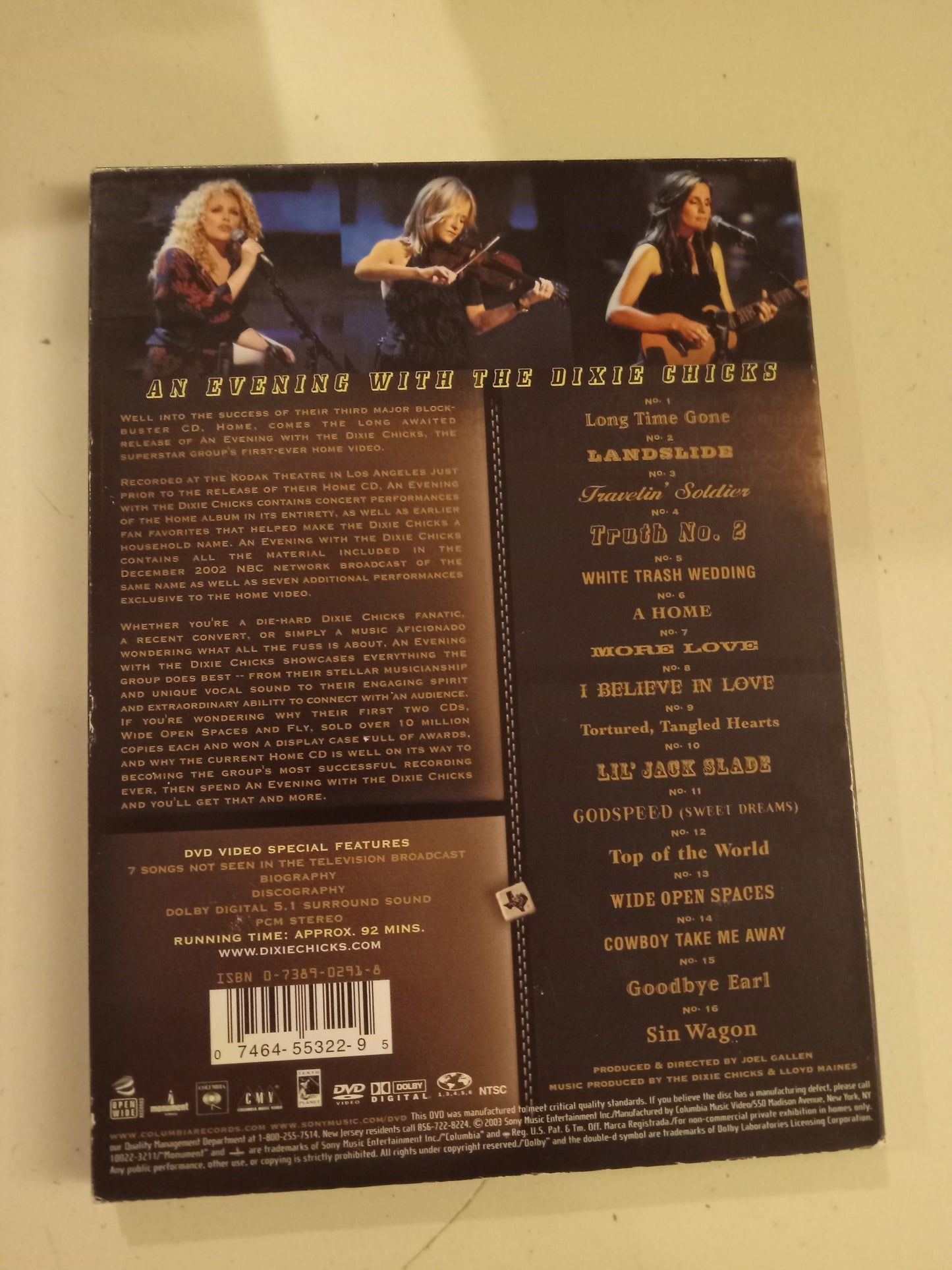 An Evening With The Dixie Chicks, Country Band Concert, DVD Movie, Music Video, Widescreen, Not Rated USED