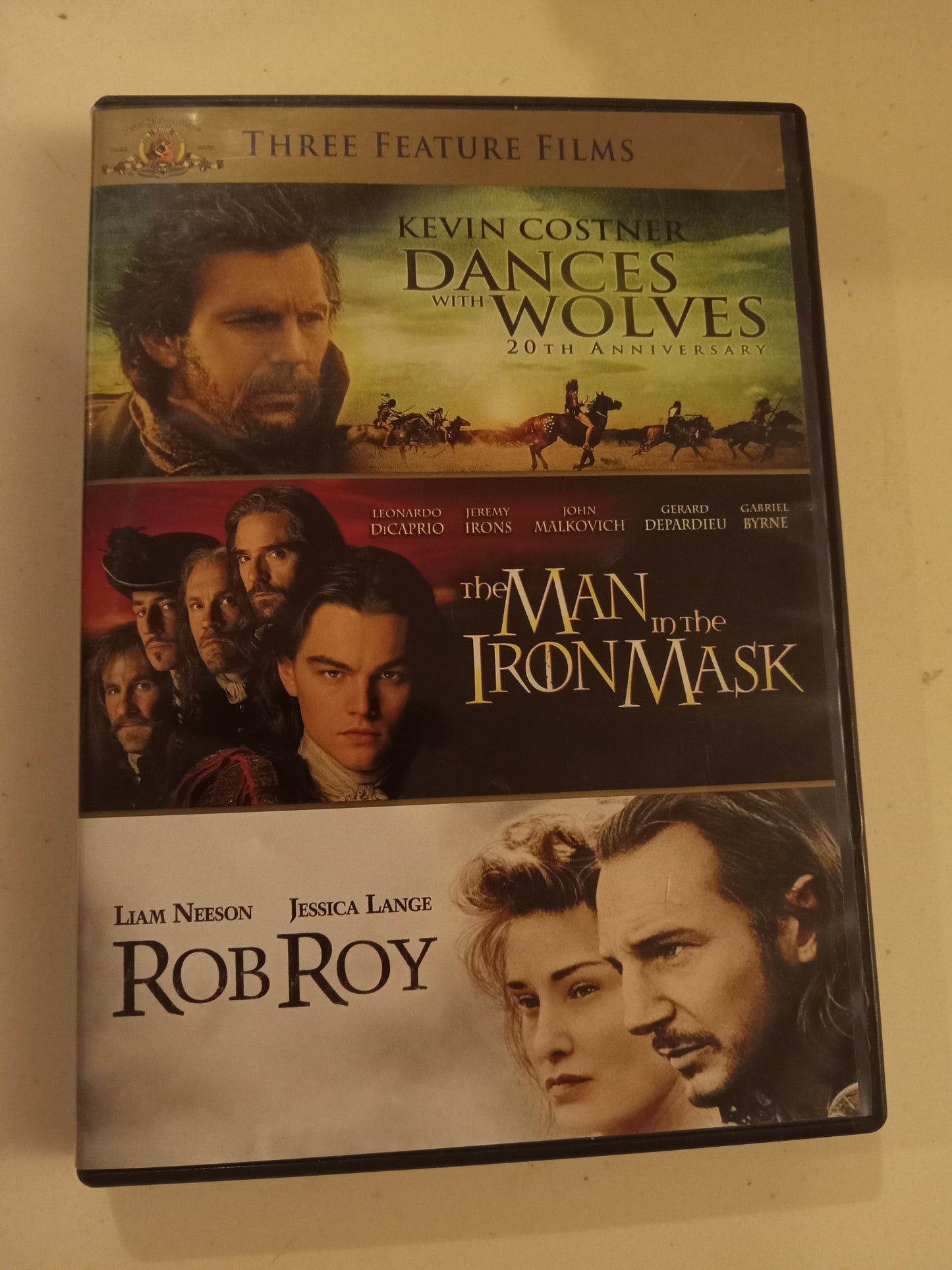 Dances With Wolves & The Man In the Iron Mask & Rob Roy, 3 DVD Movies, Widescreen, Triple Feature Rated PG-13/R, USED