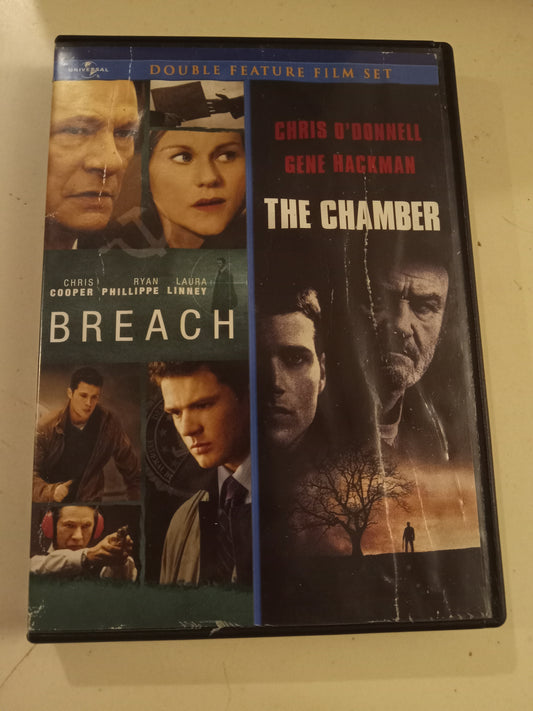 Breach & The Chamber, 2 DVD Movies, Chris Cooper, Gene Hackman Widescreen, Rated PG-13/R, USED
