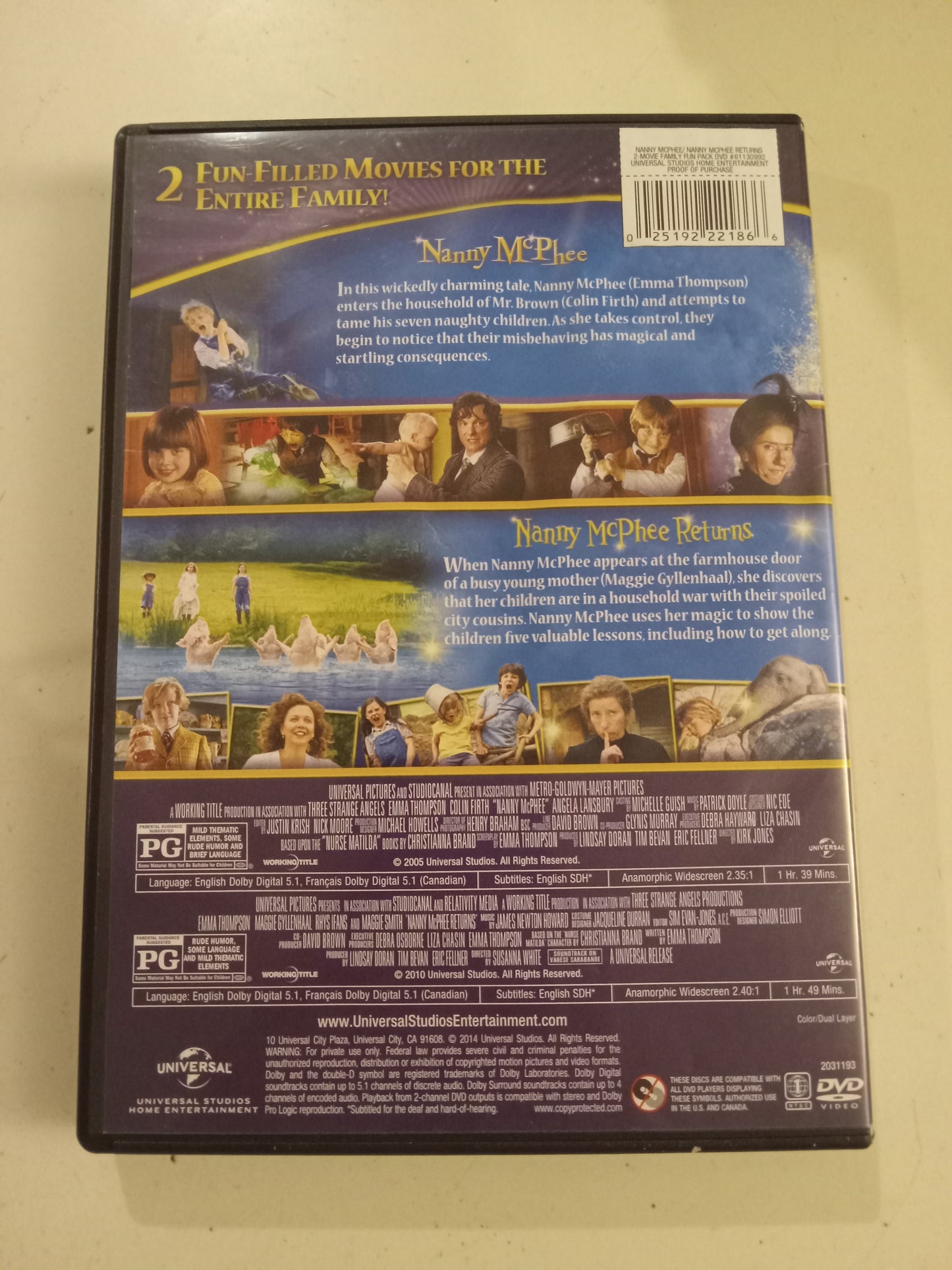 Nanny McPhee & Nanny McPhee Returns, 2 DVD Movies, Widescreen, Rated PG, USED