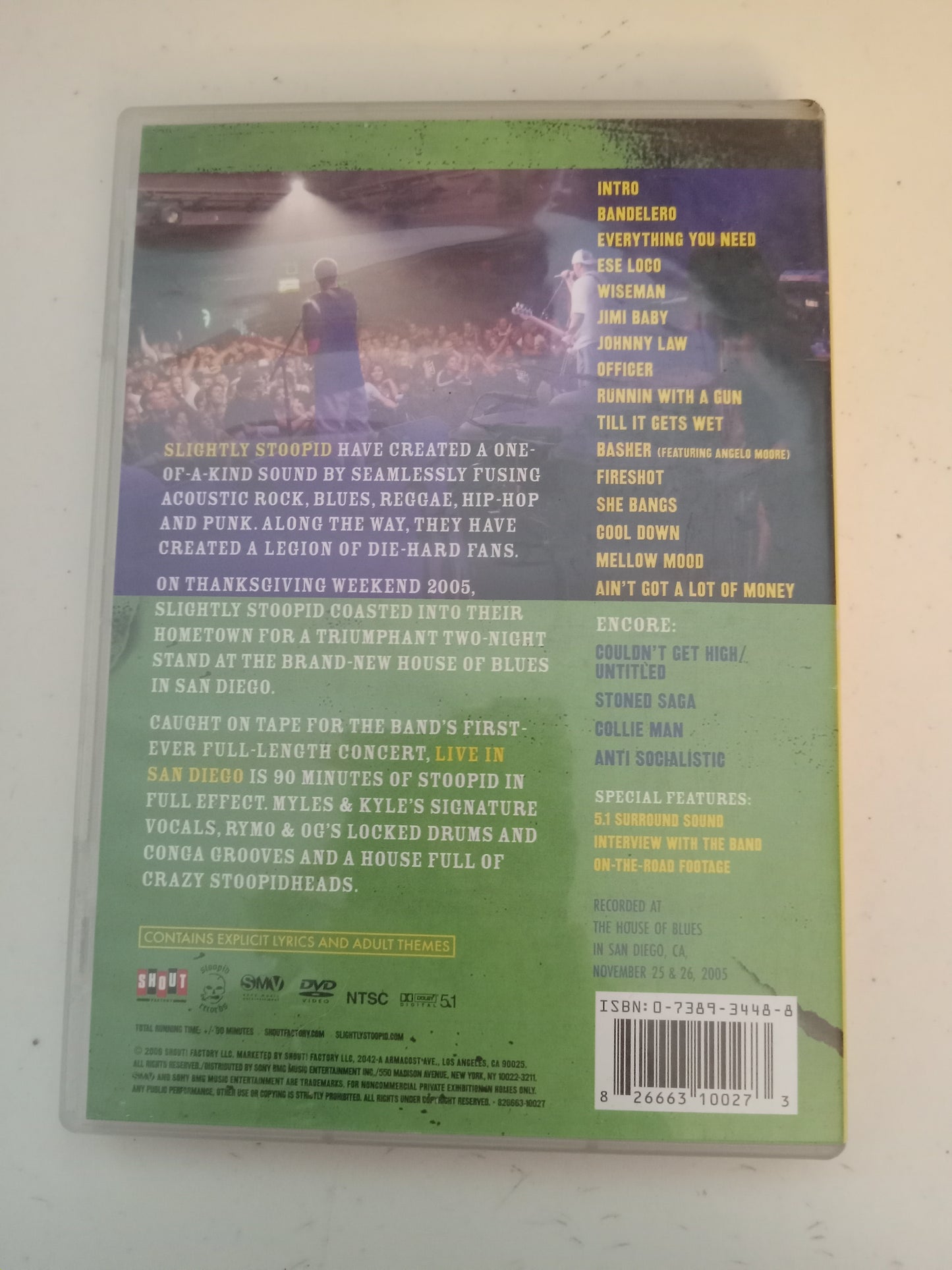 Slightly Stoopid, Live in San Diego, Rock Band Concert, DVD Movie, Fullscreen, Not-Rated, USED