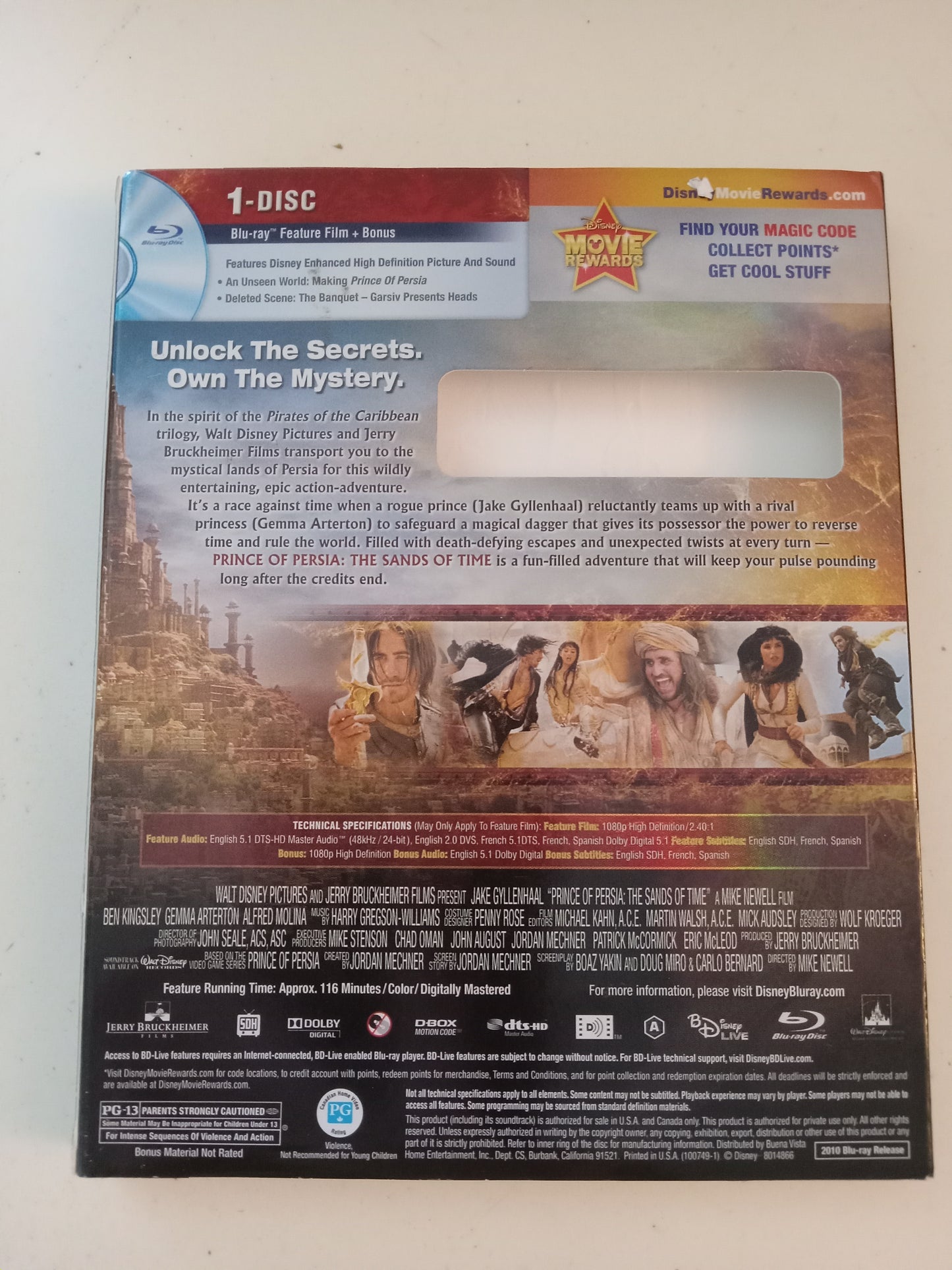 Prince Of Persia The Sands Of Time, Blu-ray Movie, Jake Gyllenhaal Widescreen, Rated PG-13, USED