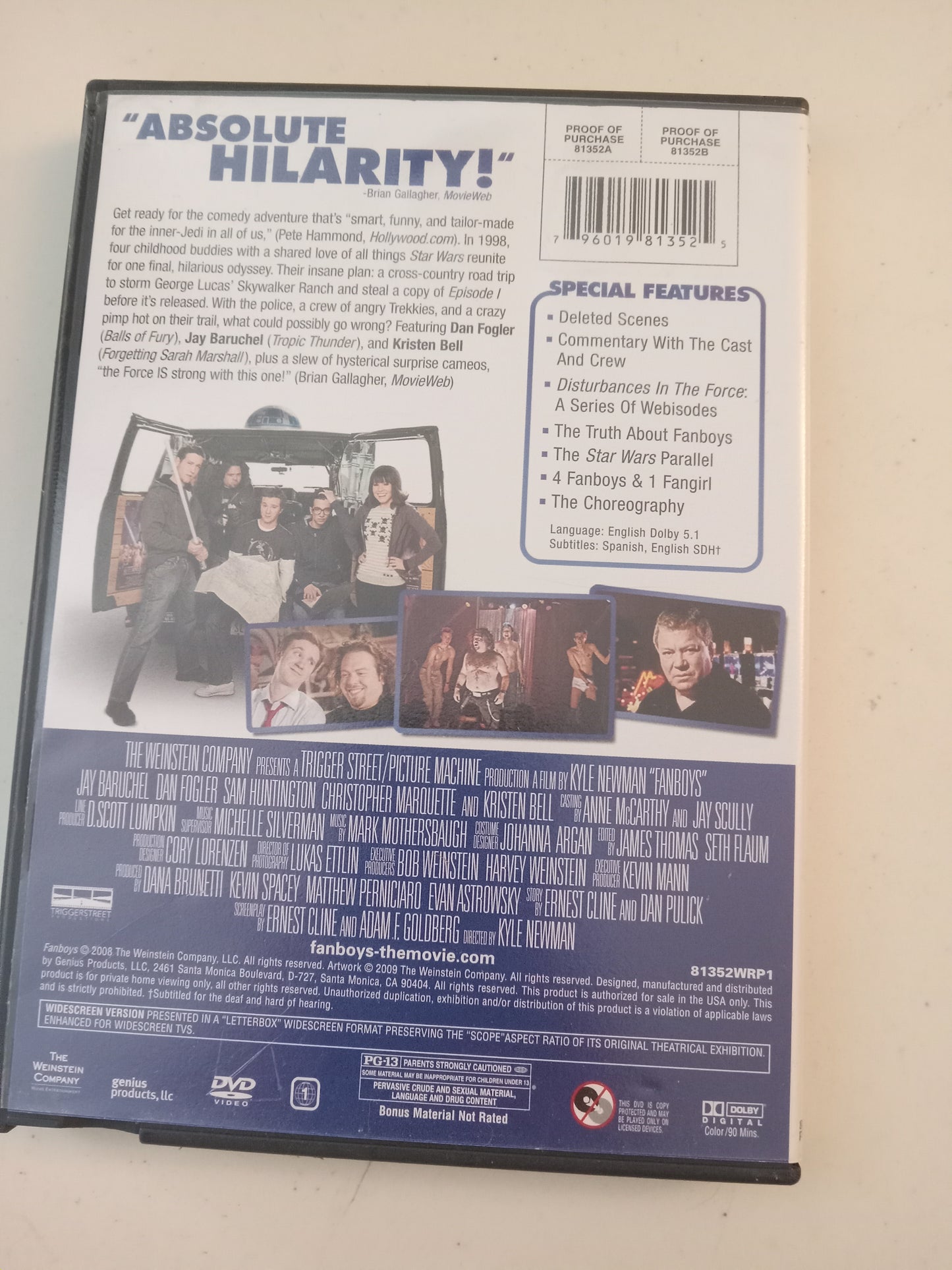 Fan Boys, DVD Movie, Kristen Bell Widescreen, Rated PG-13, USED