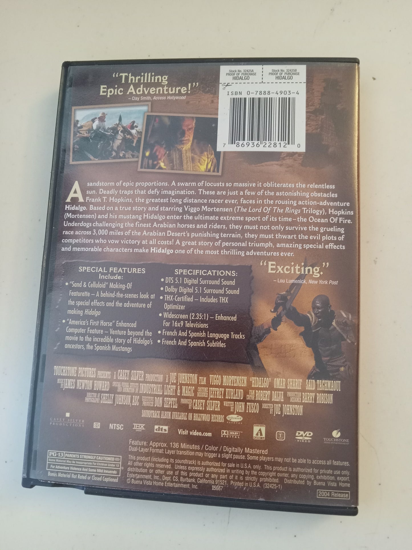 Hidalgo, DVD Movie, Viggo Mortensen Widescreen, Rated PG-13, USED