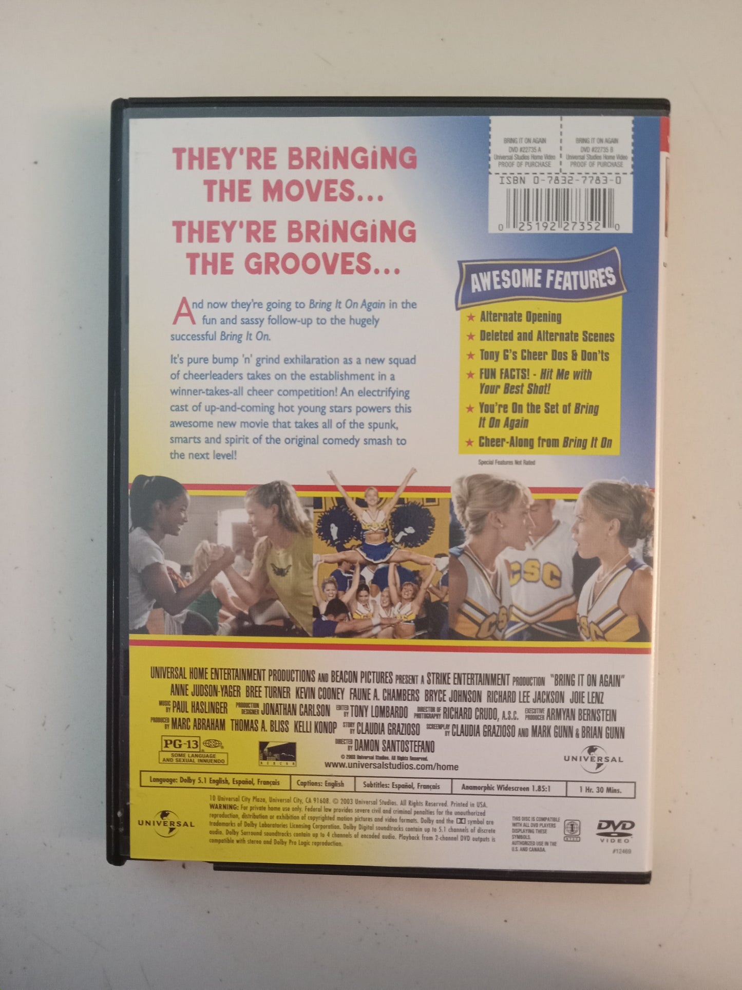 Bring It On Again, DVD Movie, Bree Turner Widescreen, Rated PG-13  USED