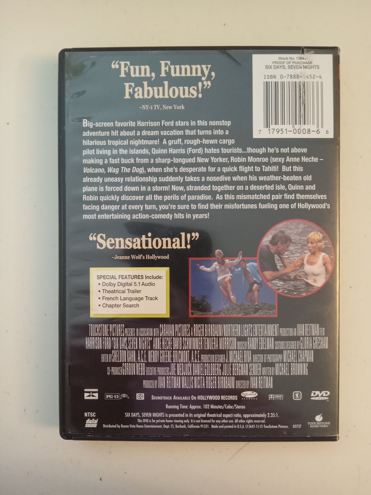 Six Days Seven Nights, DVD Movie, Harrison Ford Widescreen, Rated PG-13  USED