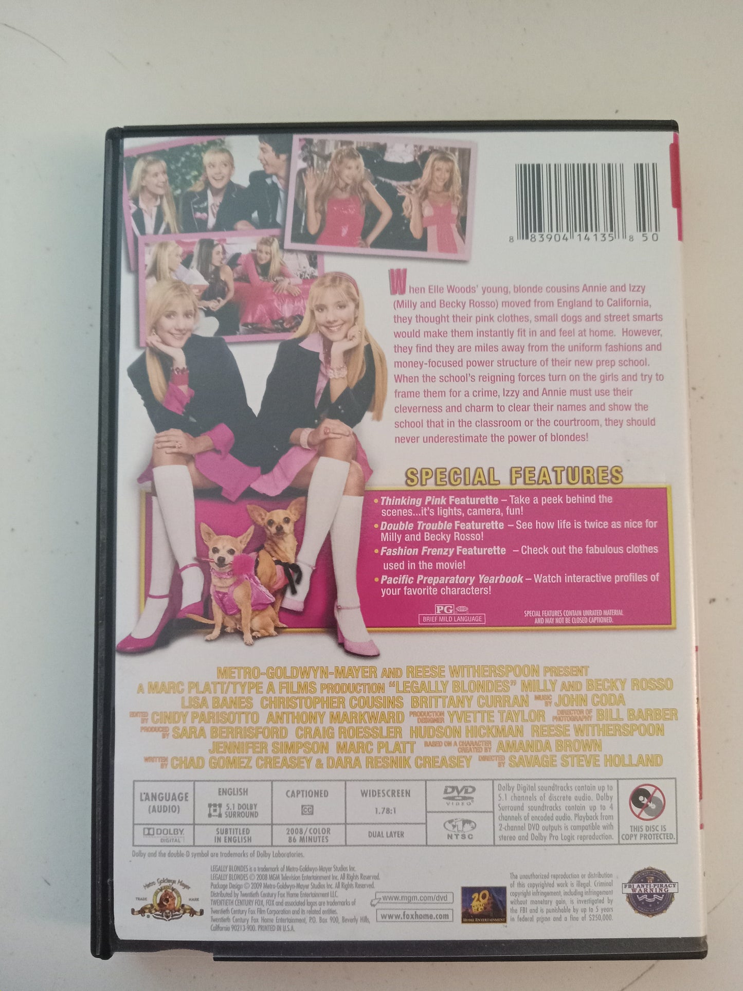 Legally Blondes, DVD Movie, Reese Witherspoon Widescreen, Rated PG, USED