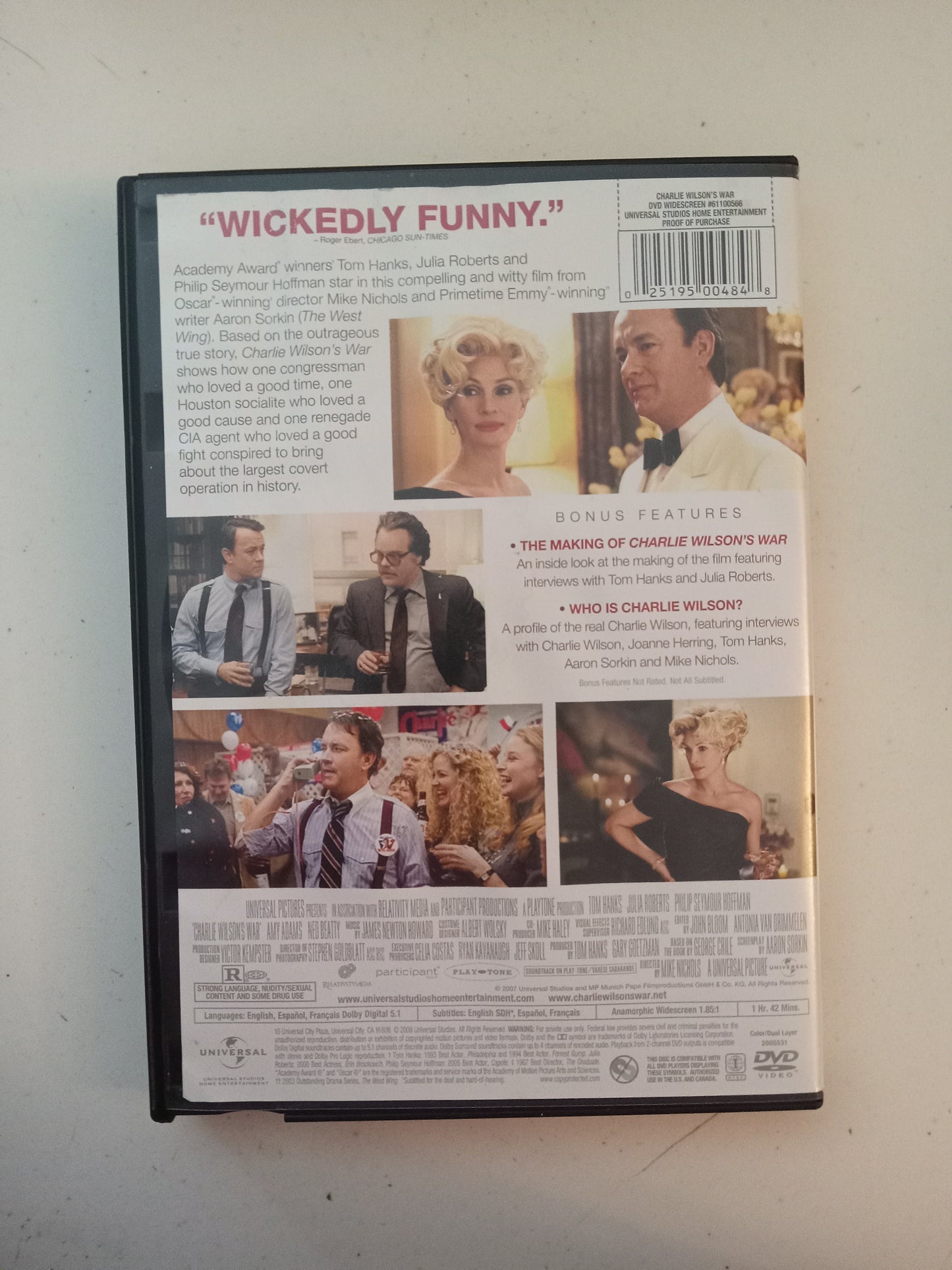 Charlie Wilson's War, DVD Movie, Tom Hanks Widescreen, Rated R, USED
