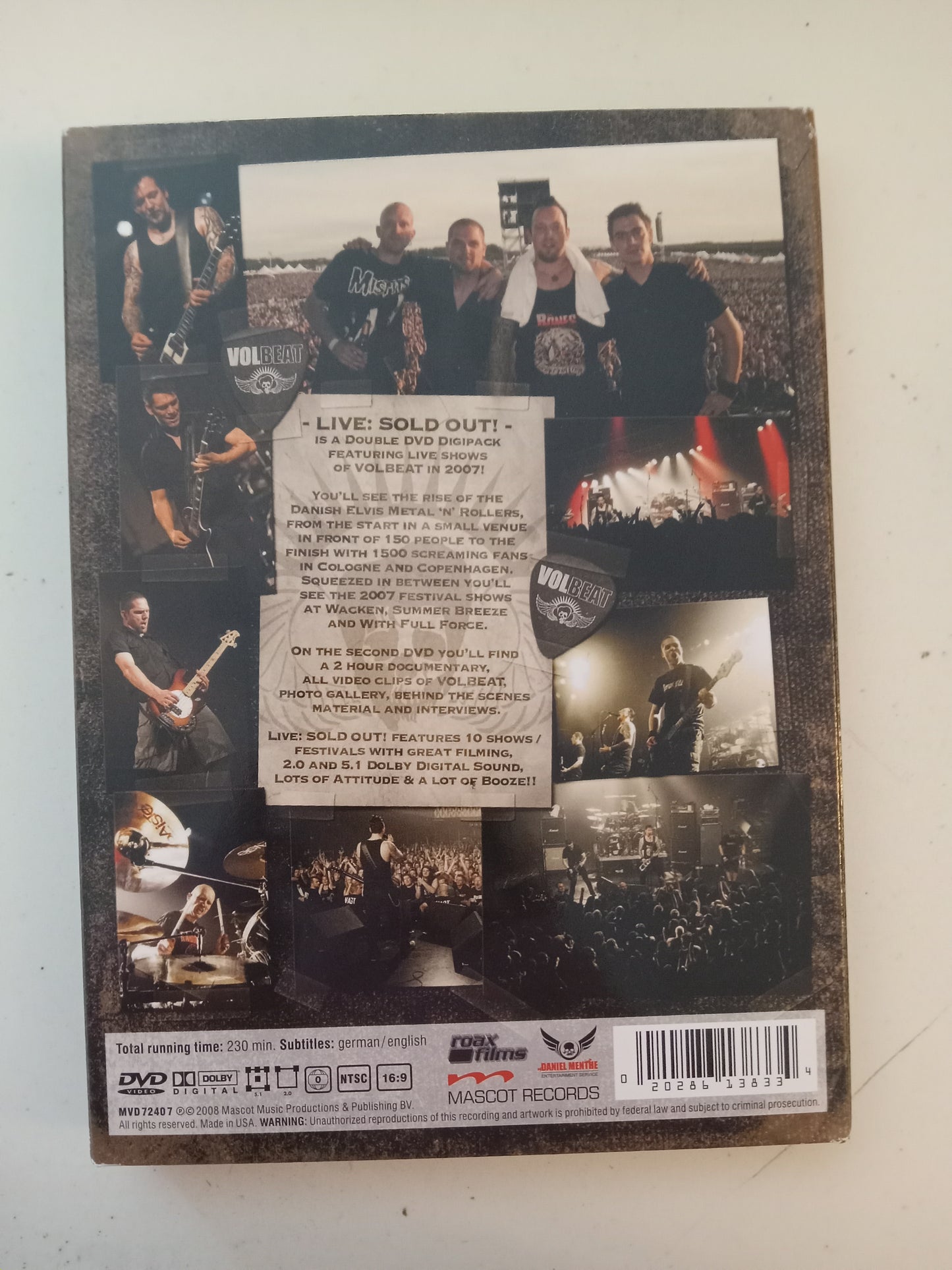 Volbeat Rock Band, Live 2007 Sold Out, DVD Movie, Widescreen, Not-Rated, USED