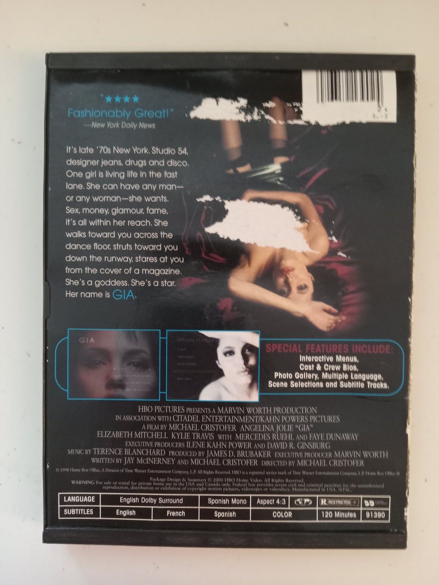 Gia, DVD Movie, Angelina Jolie Widescreen, Rated R, USED